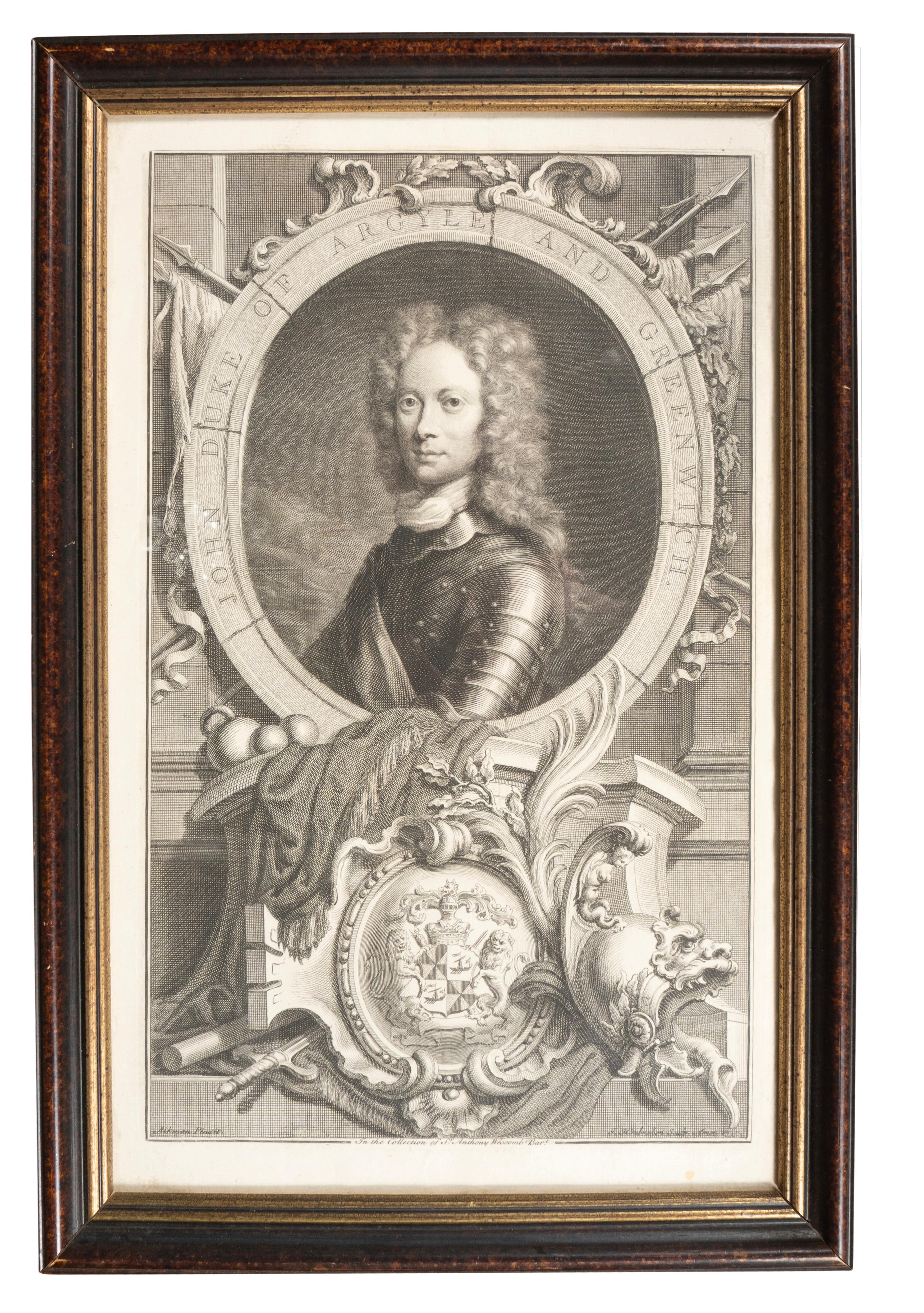 Milieu du XVIIIe siècle Ensemble de huit gravures de portraits d'après Kneller. en vente