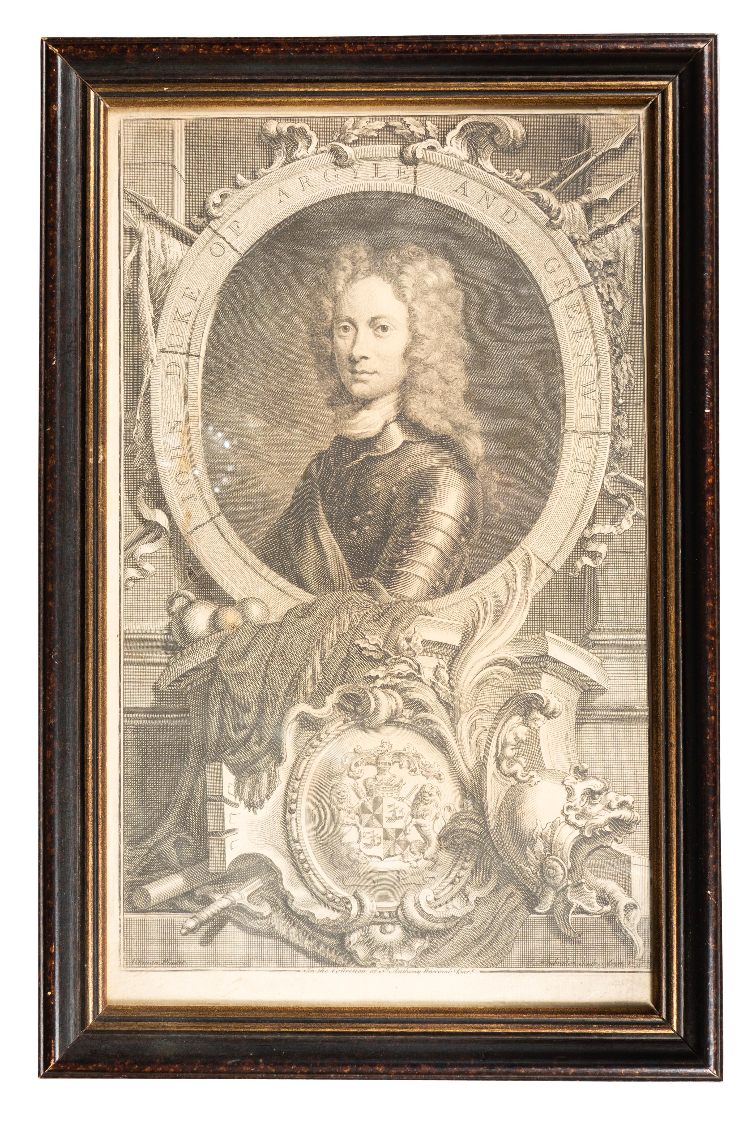 Verre Ensemble de huit gravures de portraits d'après Kneller. en vente