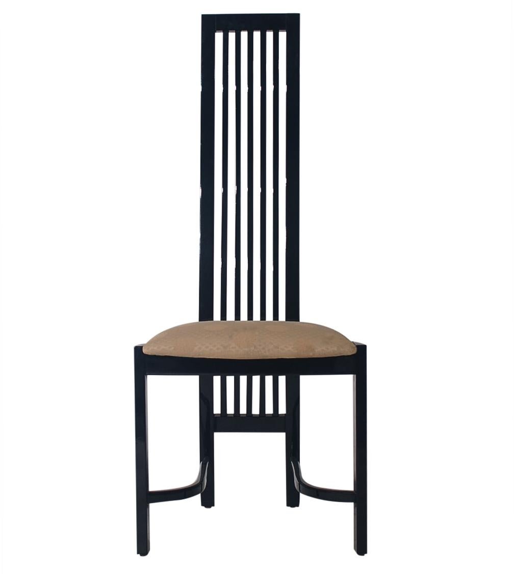Post-Modern Set of Eight Postmodern High Back Spindle Dining Chairs from Spain in Black