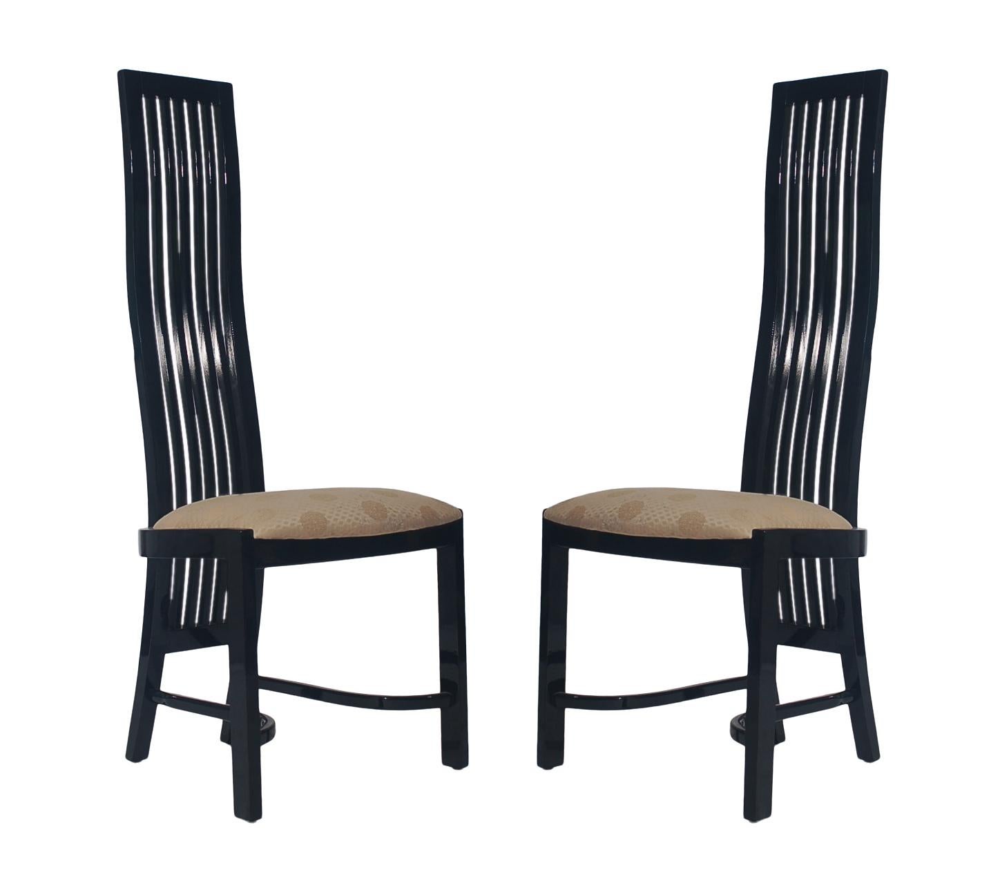 Spanish Set of Eight Postmodern High Back Spindle Dining Chairs from Spain in Black