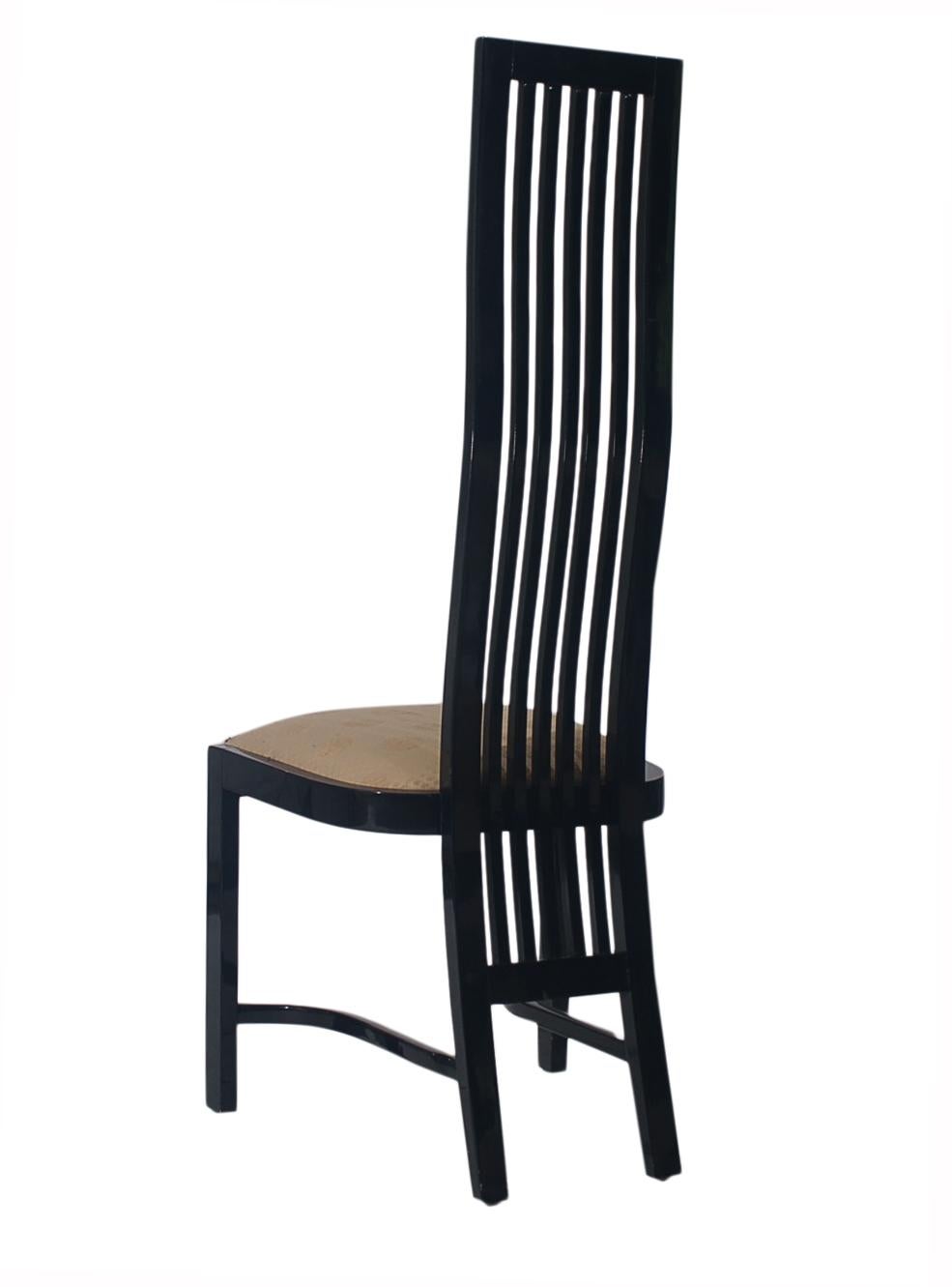 Set of Eight Postmodern High Back Spindle Dining Chairs from Spain in Black In Good Condition In Philadelphia, PA
