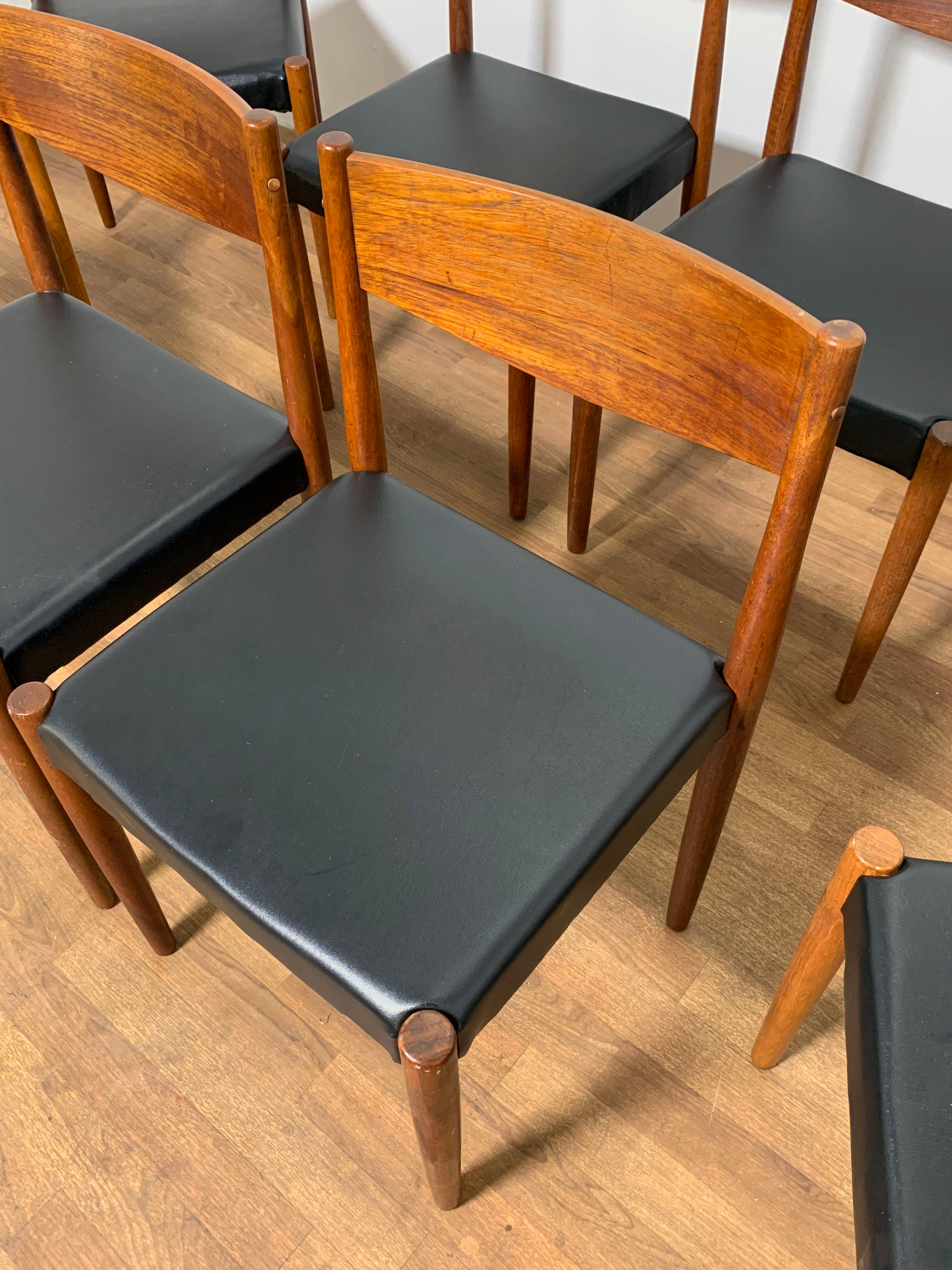 Set of Eight Poul Volther for Frem Rojle Danish Teak Dining Chairs, circa 1960s 1