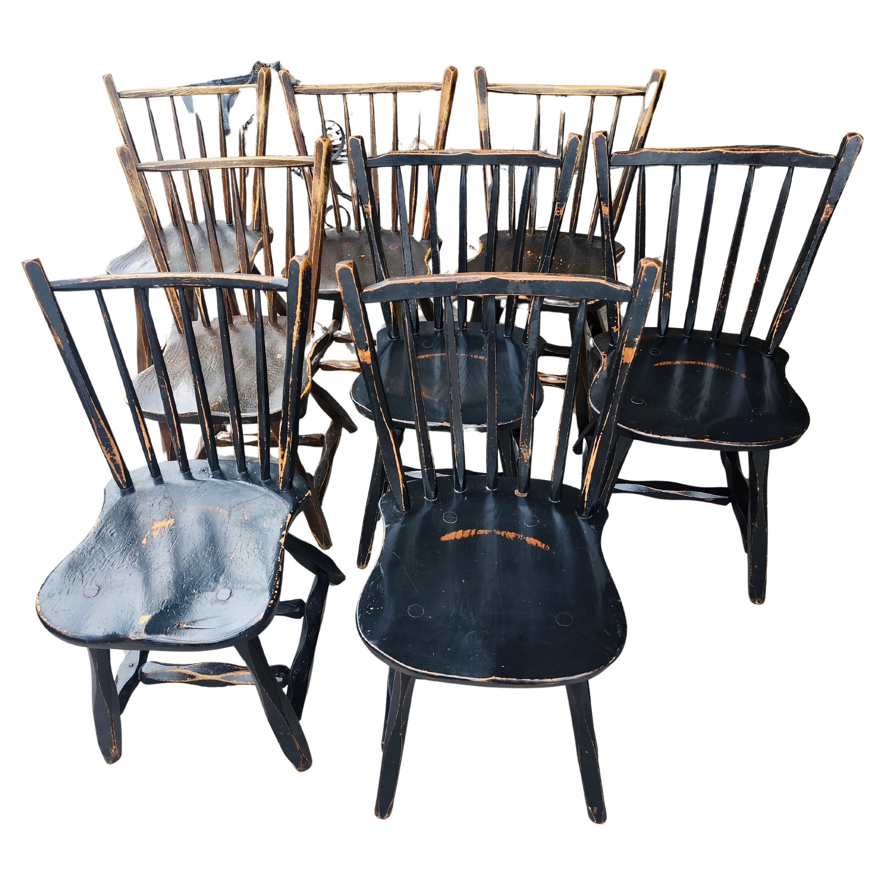 Set of Eight Primitive Style Dining Chairs by Hunt Handcrafted Adirondack C1955 For Sale