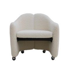 Eight Dining Chairs Model PS142 By Eugenio Gerli, Ivory Wool Fabric, Italy 1960