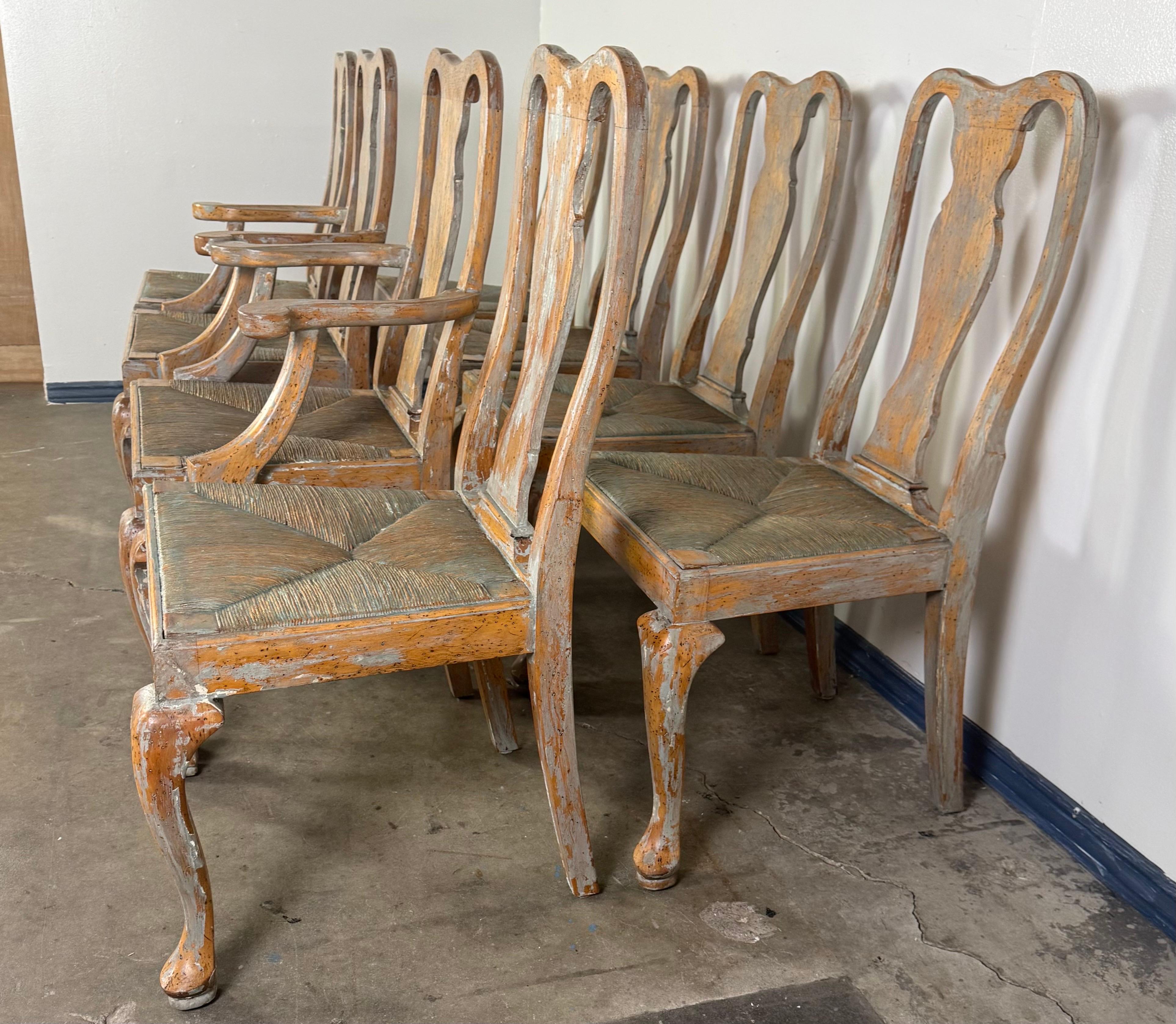 Anglais Ensemble de huit chaises de salle à manger Queen Anne en vente