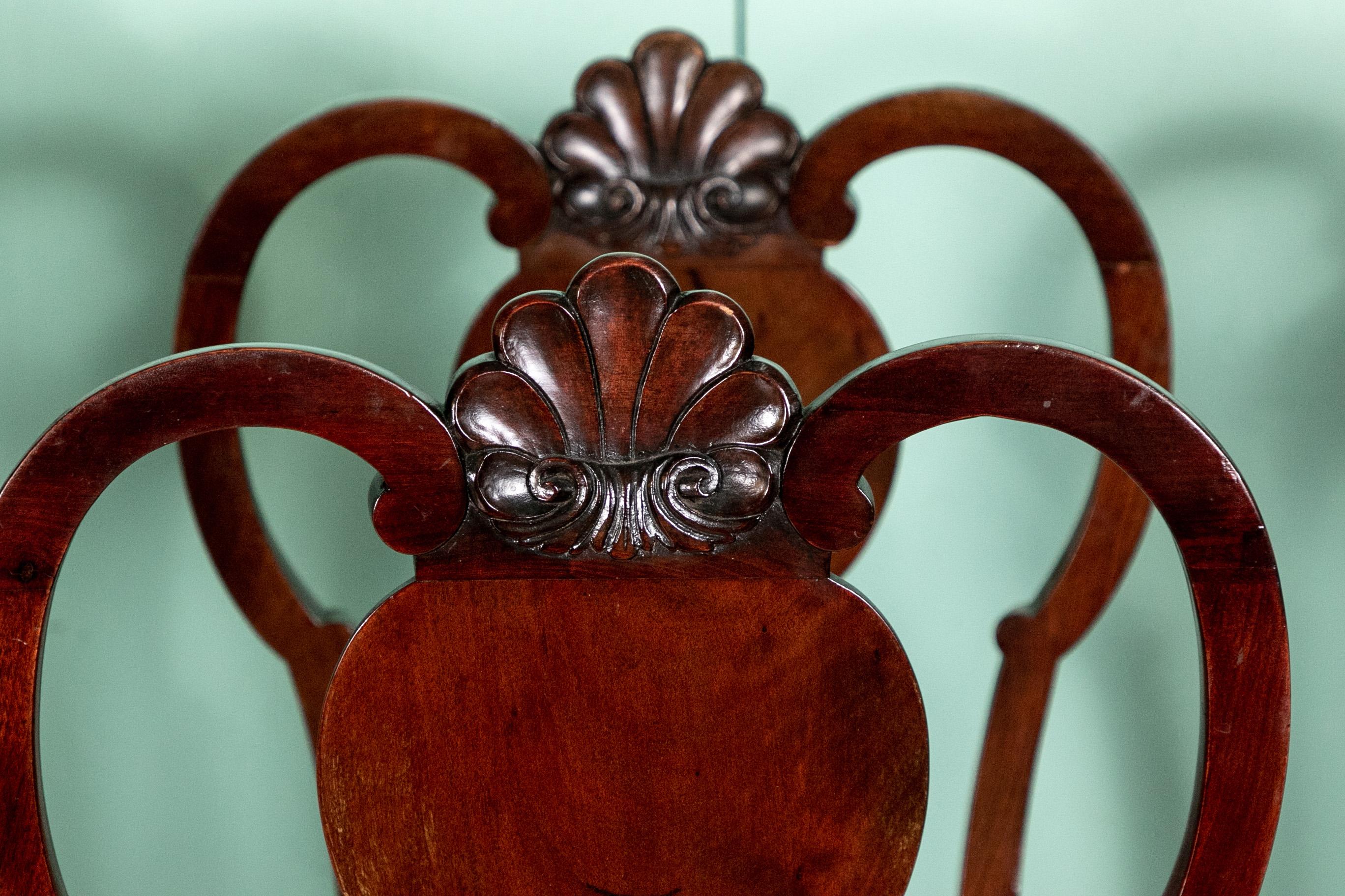 Set of Eight Queen Anne Style Cuban Mahogany Dining Chairs 5