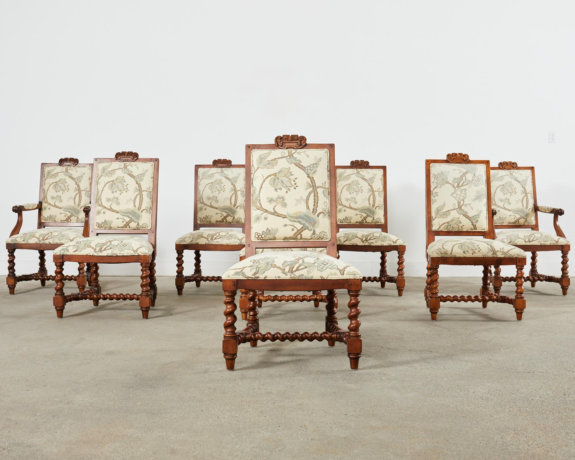 Baroque Set of Eight Ralph Lauren Barley Twist Dining Chairs  For Sale