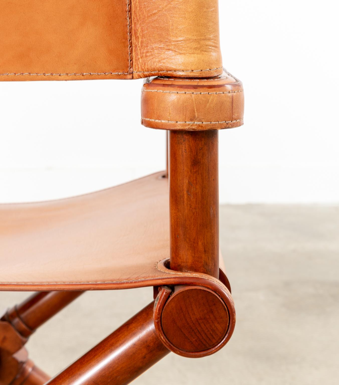 Set of Eight Ralph Lauren Hollywood Modern Leather Directors Chairs 7