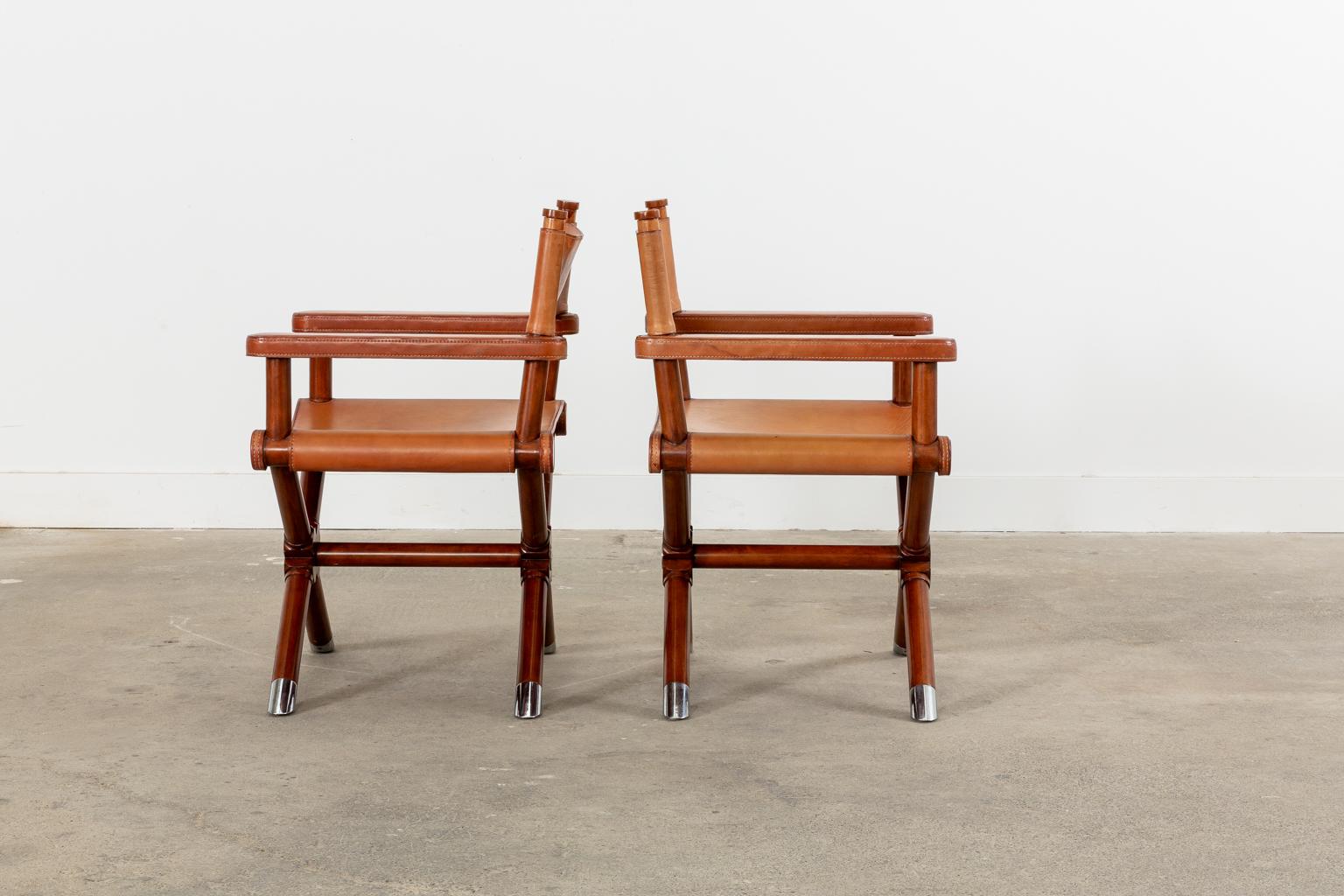 Campaign Set of Eight Ralph Lauren Hollywood Modern Leather Directors Chairs