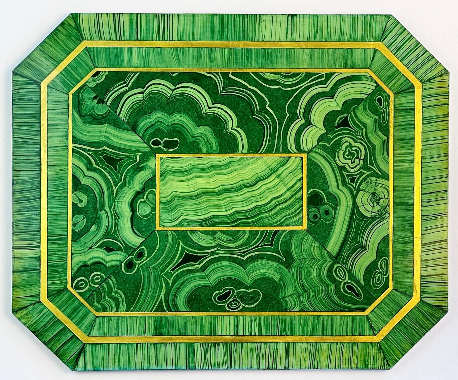 Set of Eight Rare Vintage Faux Malachite Placemats,  Hand-Painted Resin 5