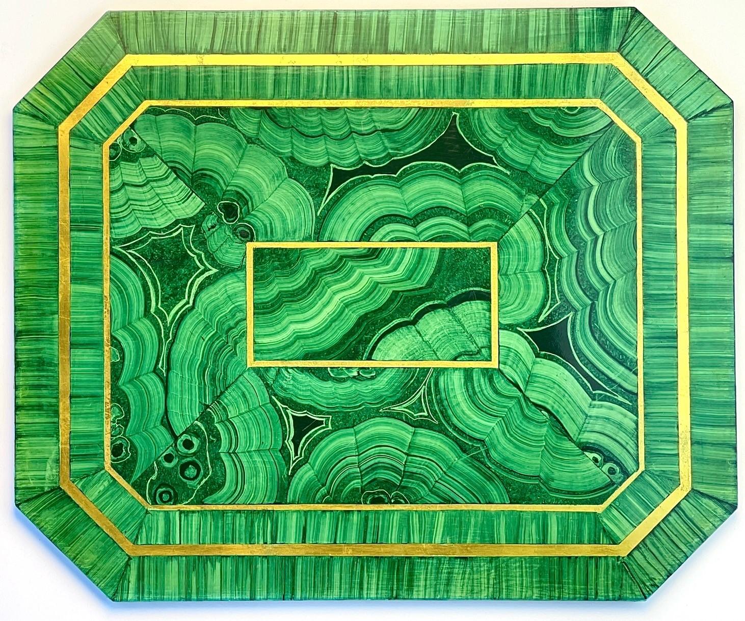 20th Century Set of Eight Rare Vintage Faux Malachite Placemats,  Hand-Painted Resin
