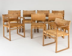 Set of Eight Rattan Dining Chairs by Børge Mogensen