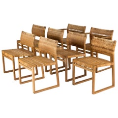 Set of Eight Rattan Dining Chairs by Børge Mogensen