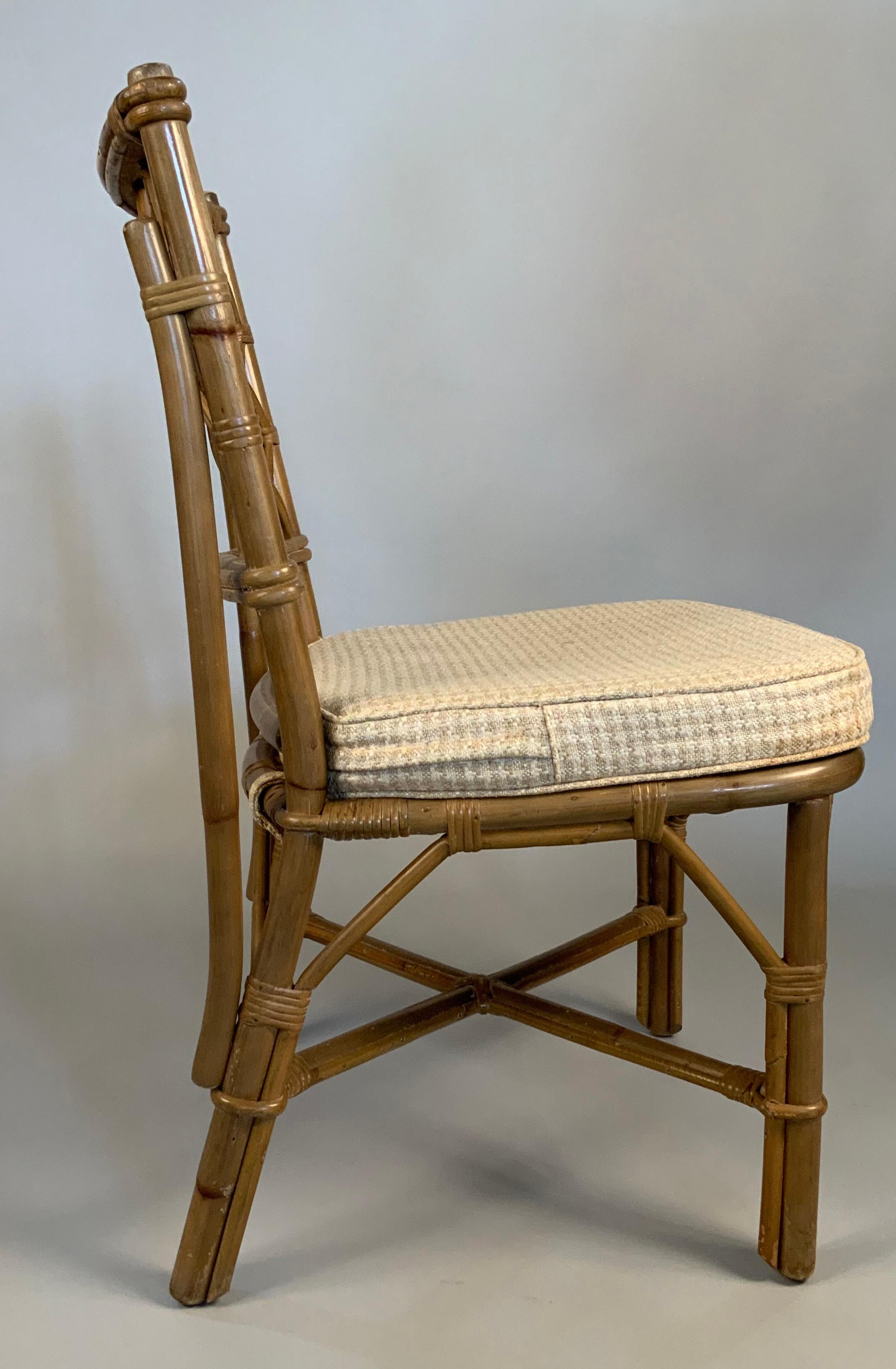 Set of Eight Rattan Dining Chairs by Ficks Reed In Good Condition In Hudson, NY