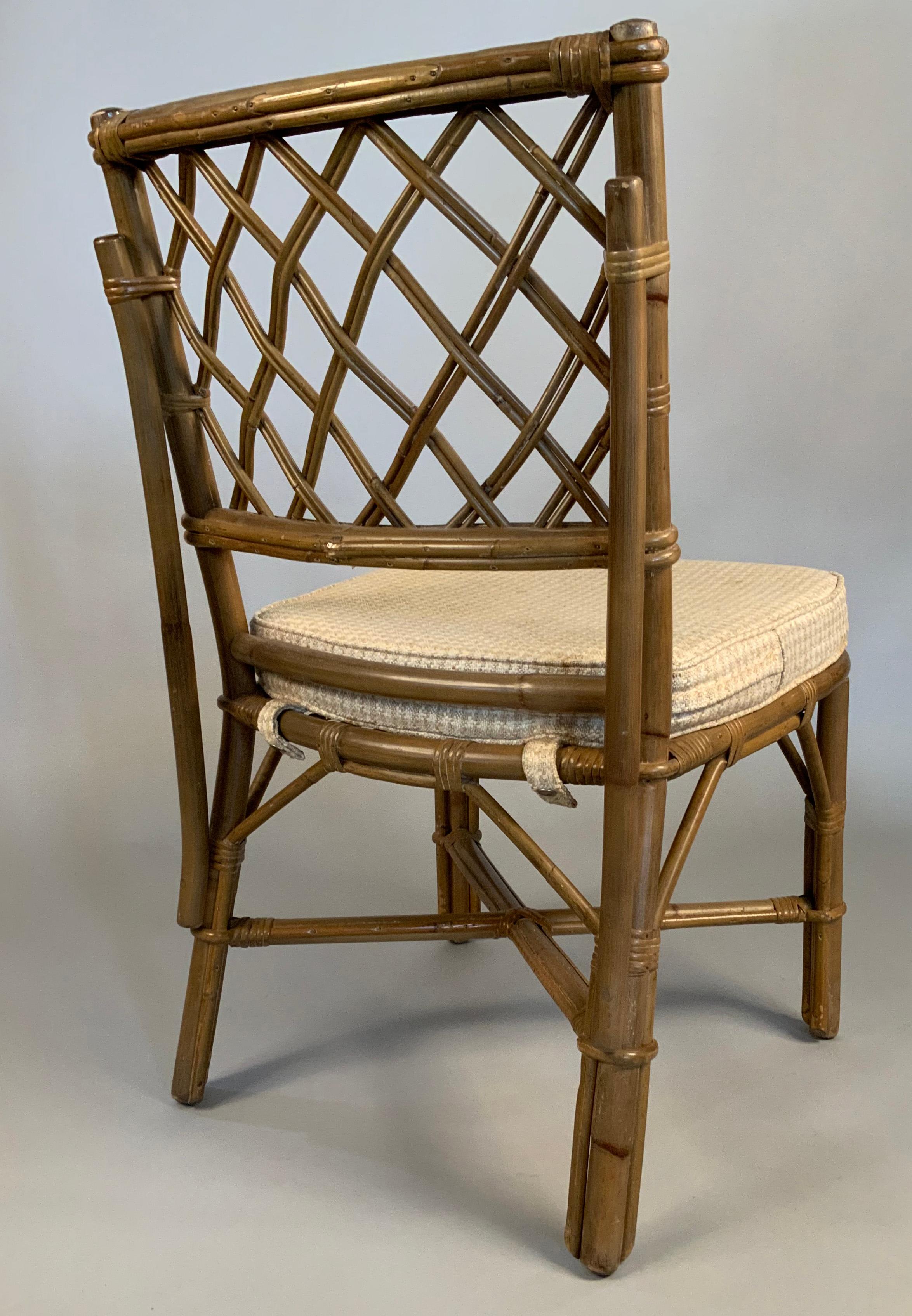 Mid-20th Century Set of Eight Rattan Dining Chairs by Ficks Reed