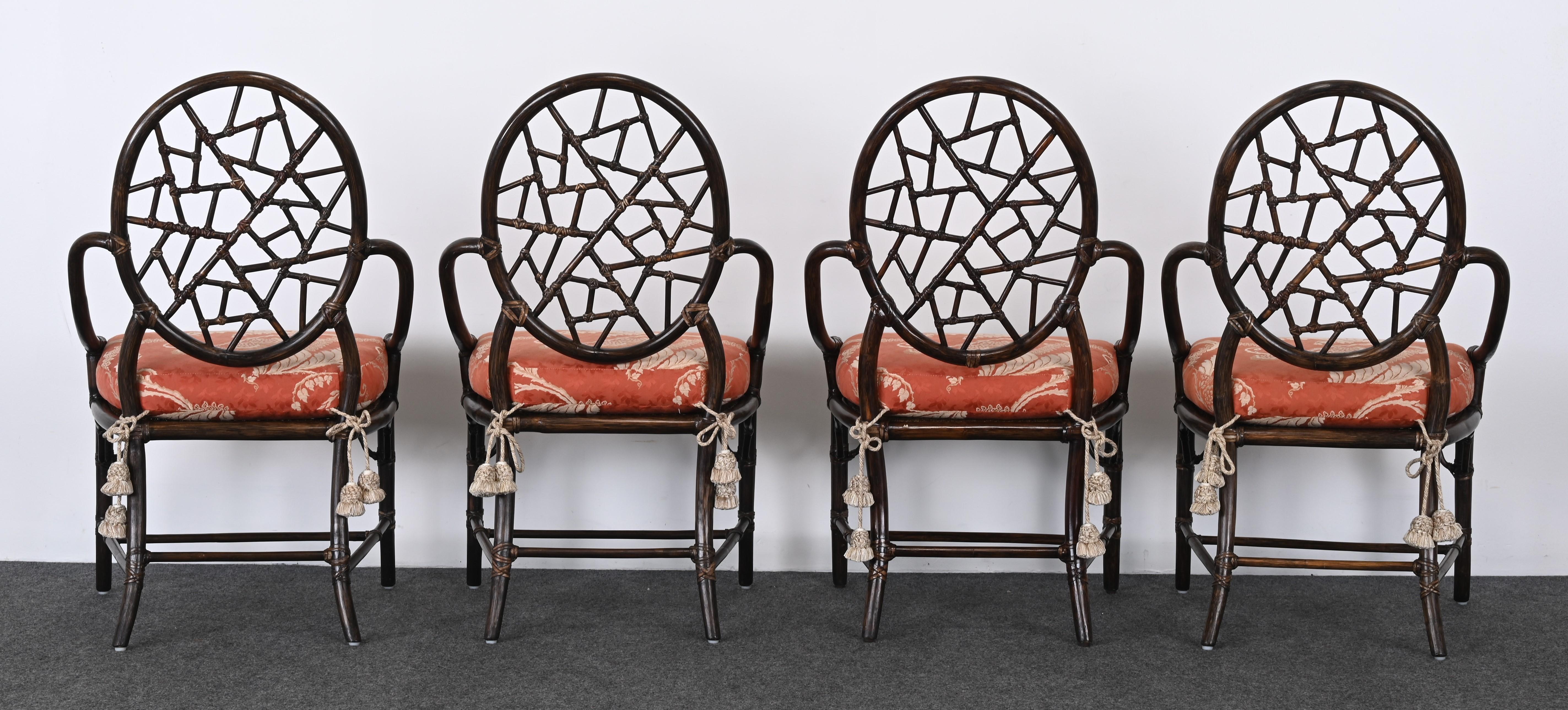 Set of Eight Rattan Dining Chairs by McGuire, 1980s In Good Condition In Hamburg, PA