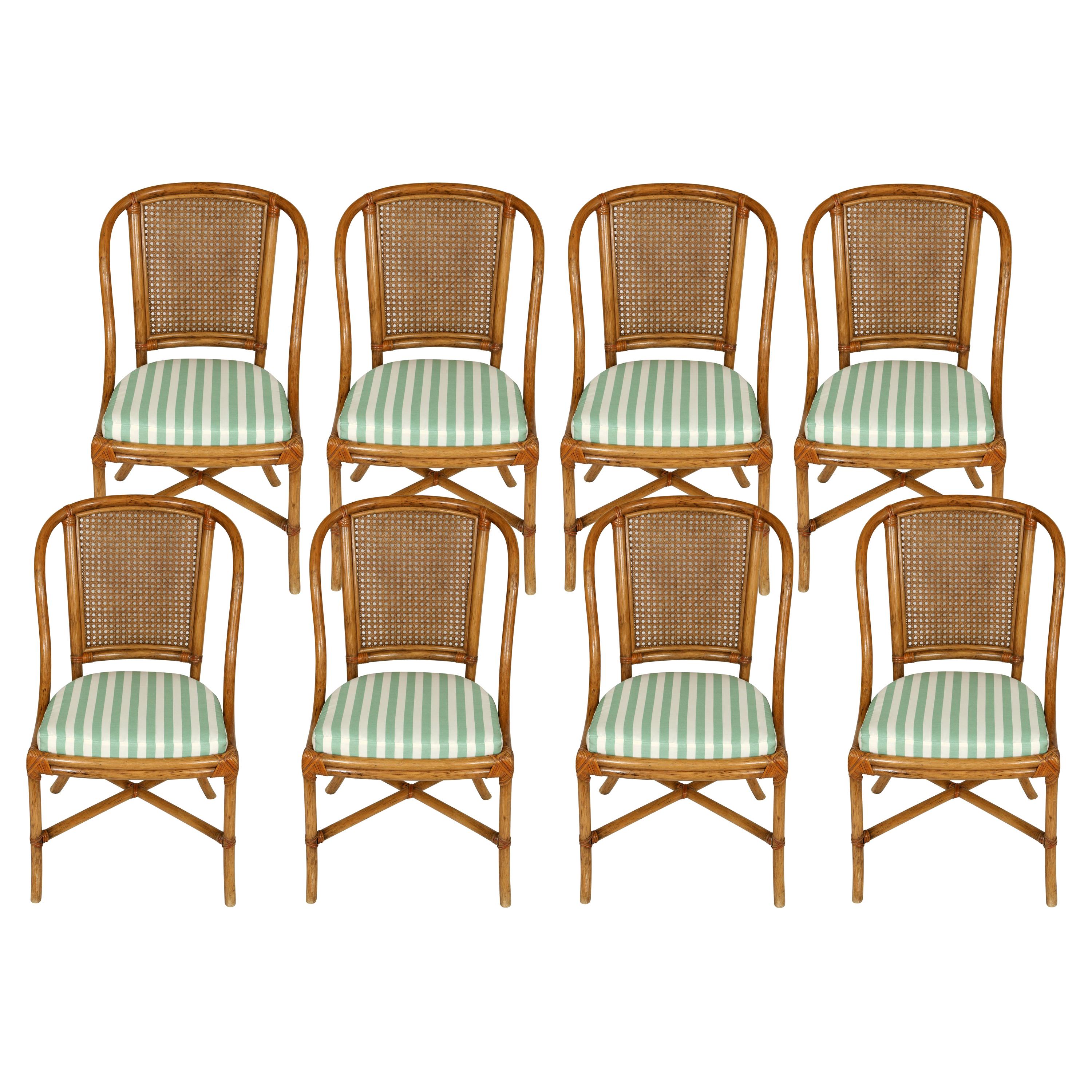 Set of Eight Rattan Dining Chairs