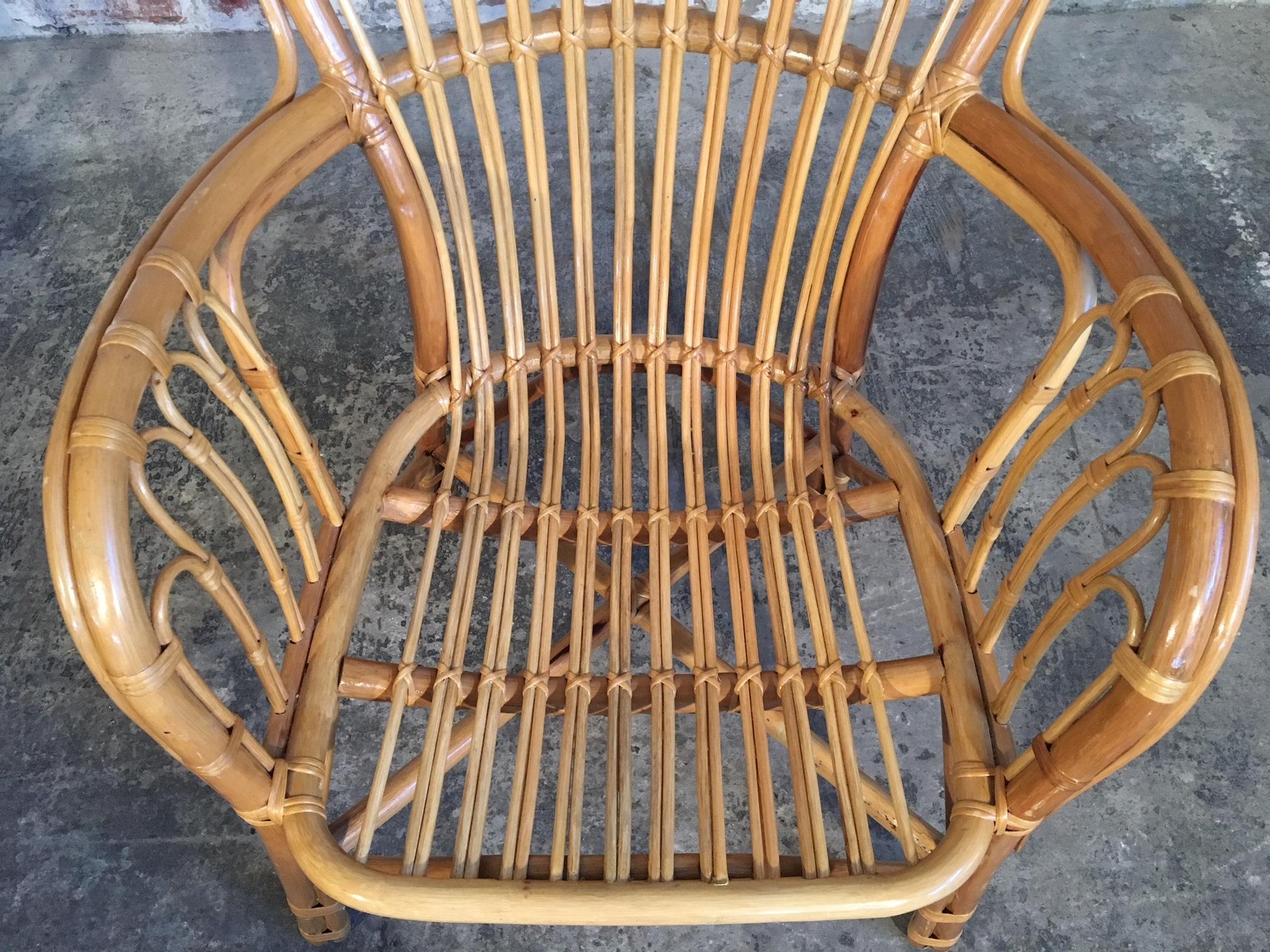 Set of Eight Rattan Fan Back Dining Chairs 1