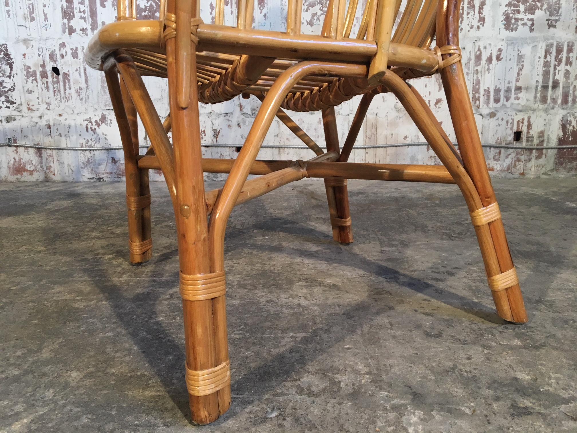 Set of Eight Rattan Fan Back Dining Chairs 2
