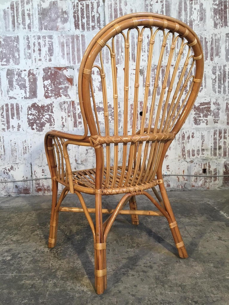 Set of Eight Rattan Fan Back Dining Chairs at 1stdibs