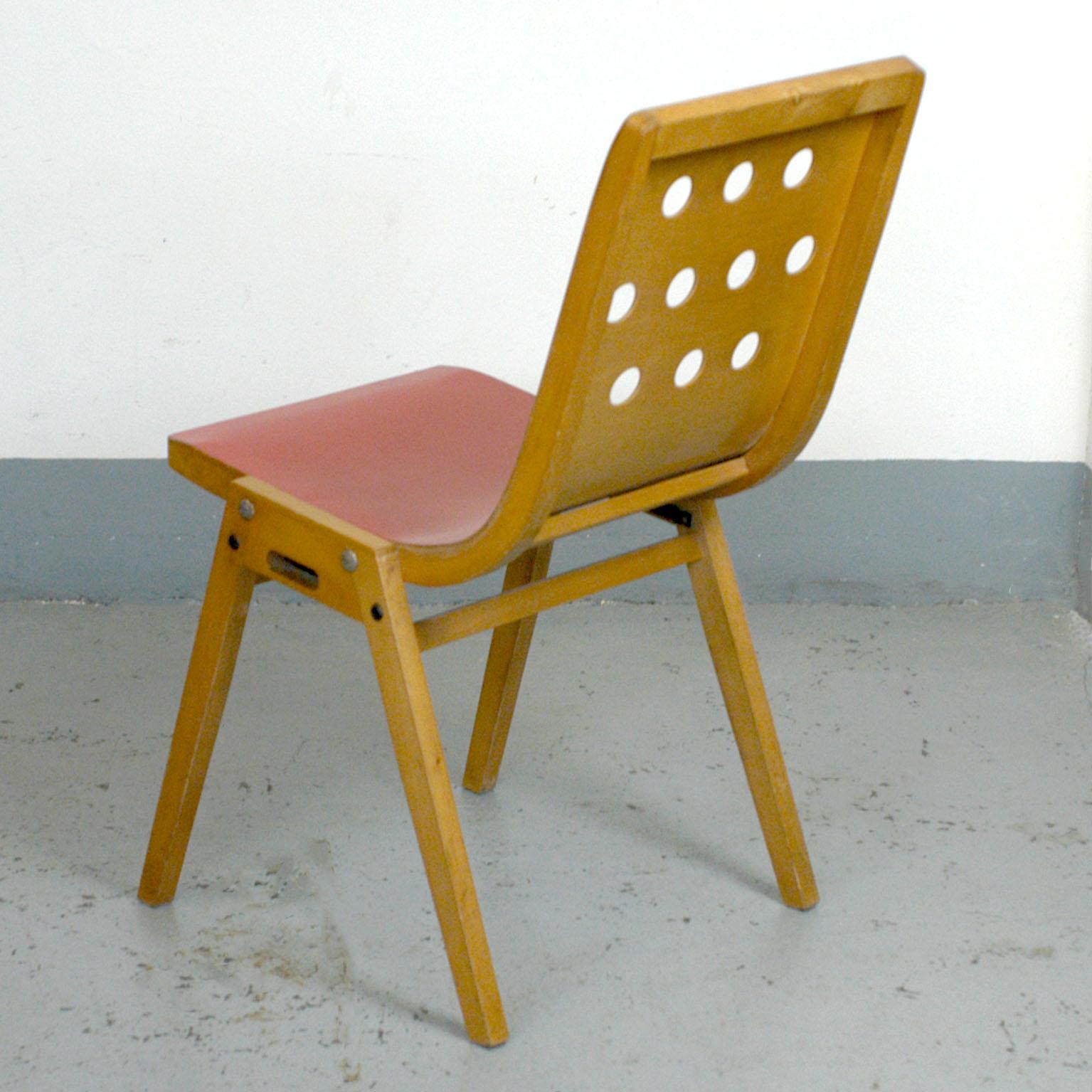 Set of Eight Red Austrian Midcentury Roland Rainer Stacking Chairs In Good Condition In Vienna, AT