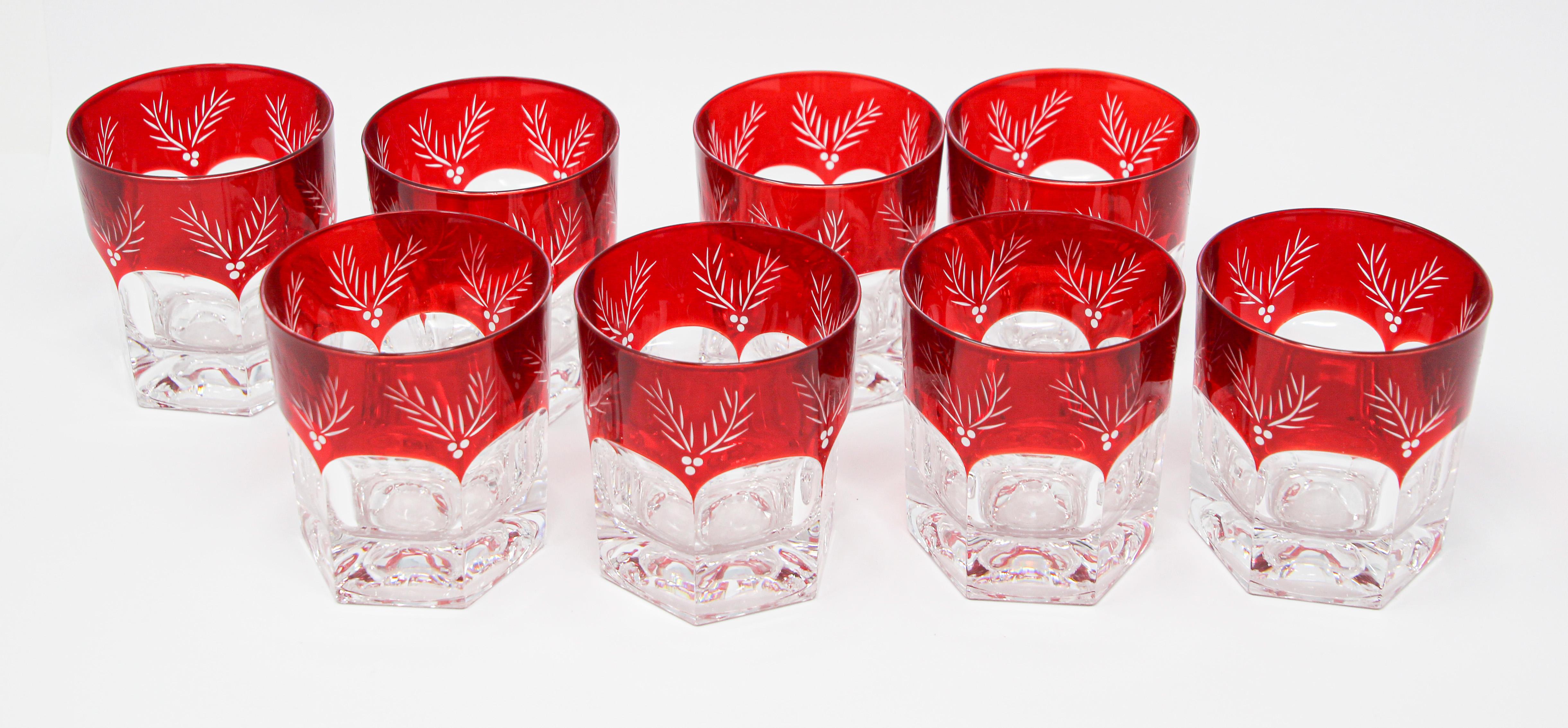 red cut crystal glasses