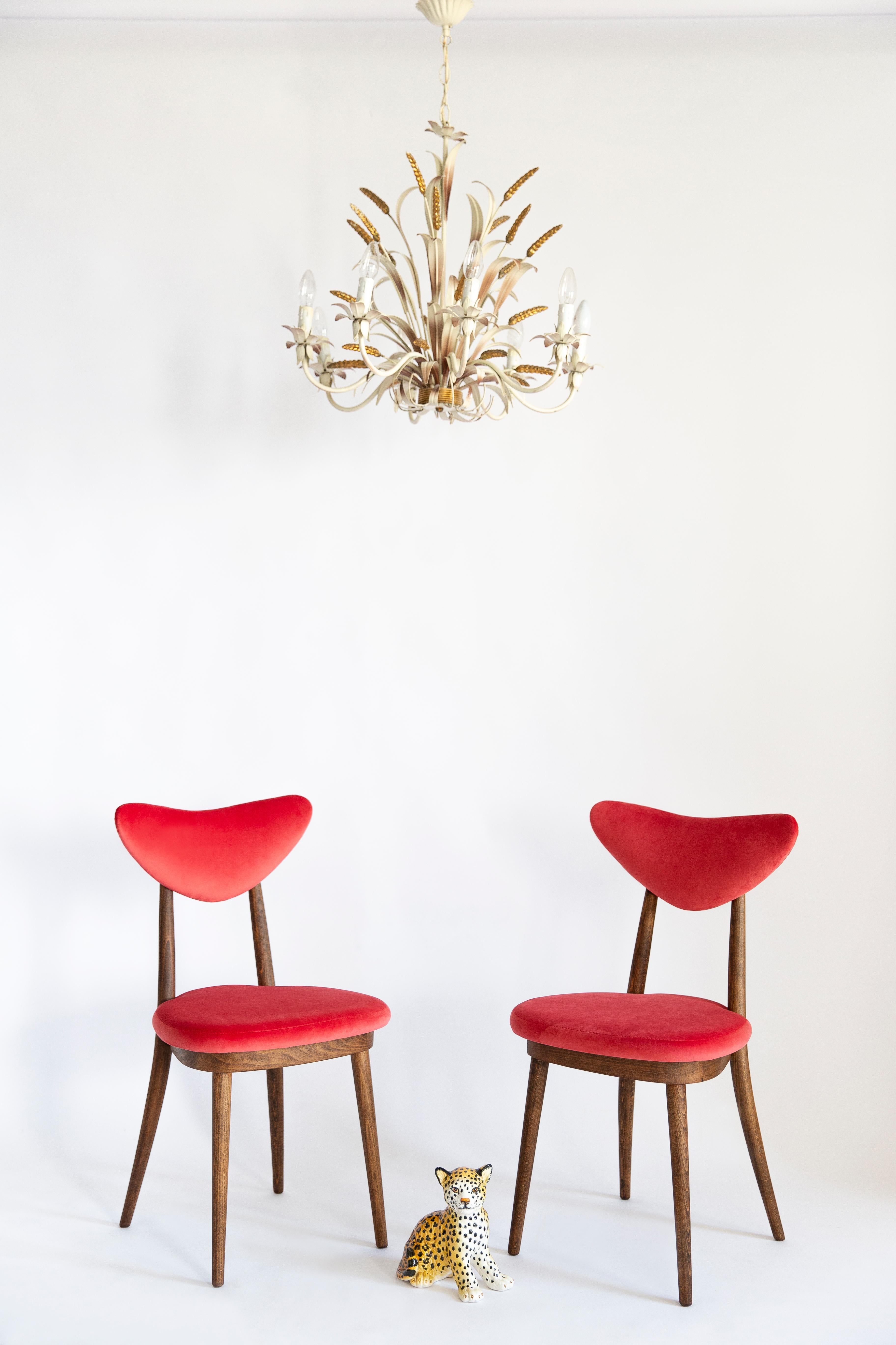 Set of Eight Red Heart Chairs, Poland, 1960s For Sale 9