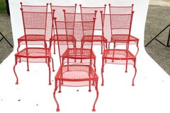 Set of Eight Mid-Century Modern Wrought Iron Dining Chairs, 1970s