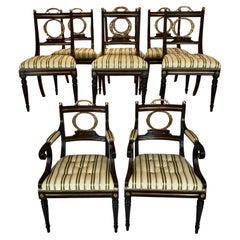 Satz von acht Mahagoni-Esszimmerstühlen mit Bronzebeschlägen im Regency-Stil