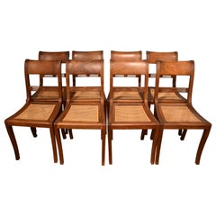 Set of Eight Regency Colonial Padauk Dining Chairs