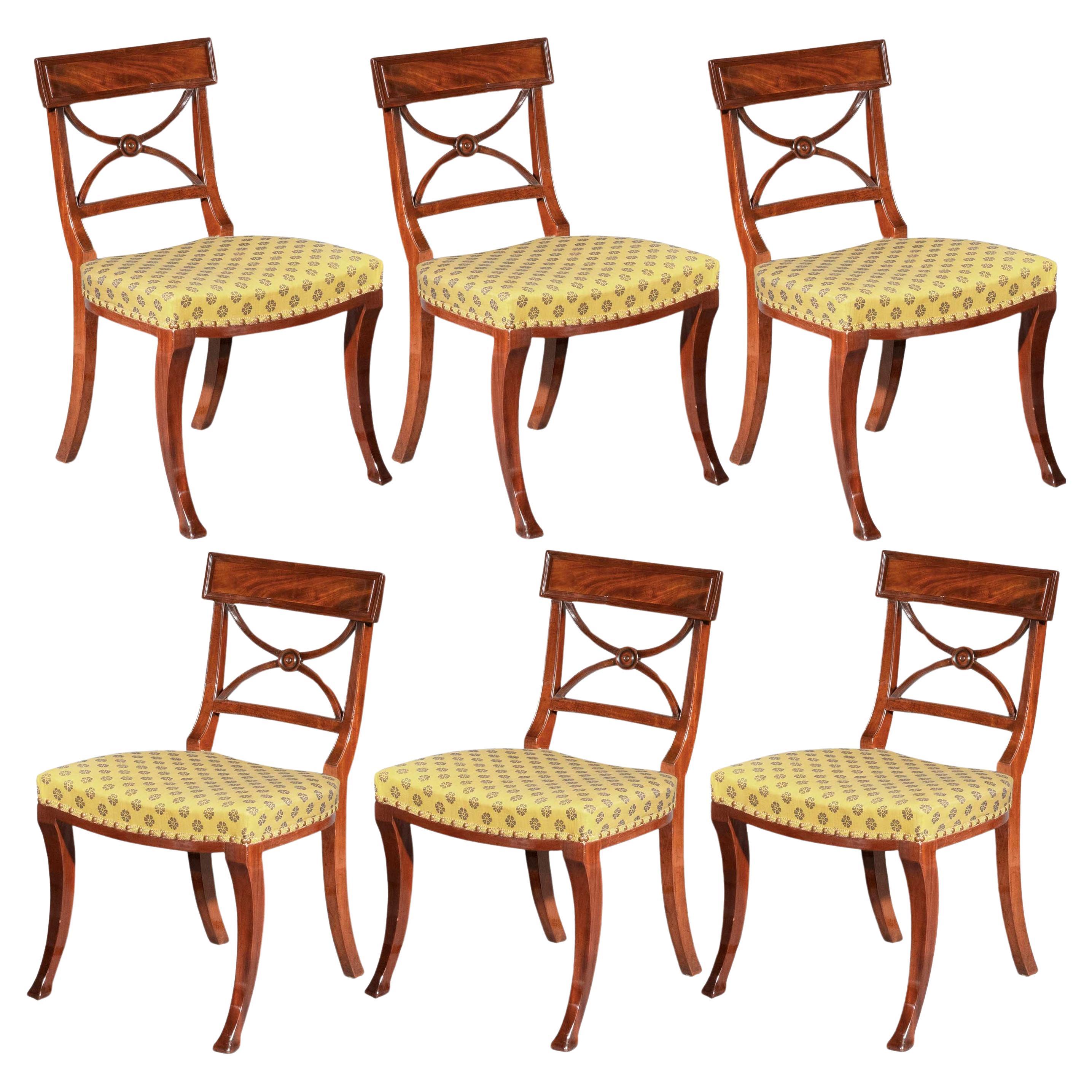 Set of Six Regency Klismos Chairs, attributed to Gillows For Sale