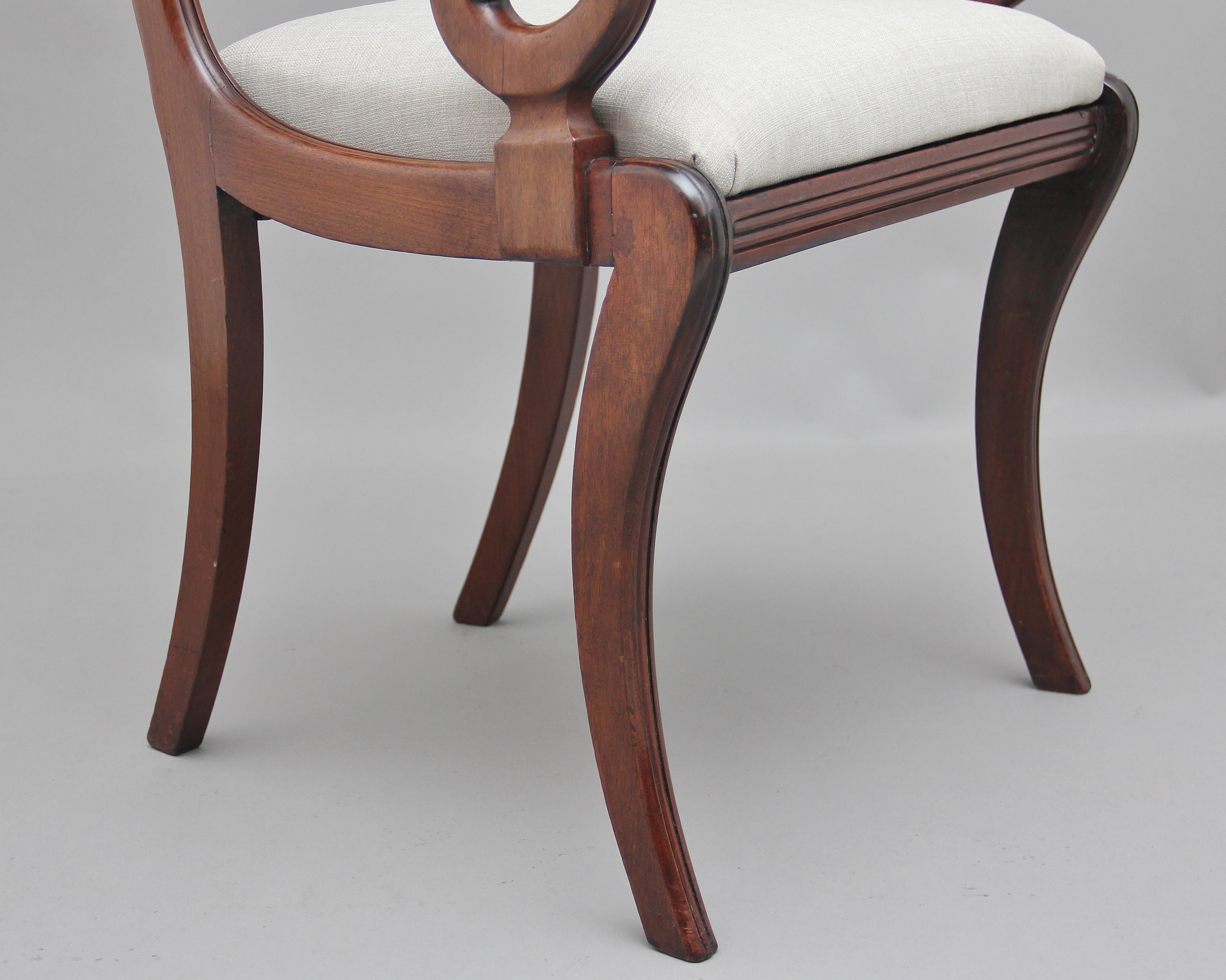 Set of Eight Regency Mahogany and Brass Inlaid Dining Chairs 7