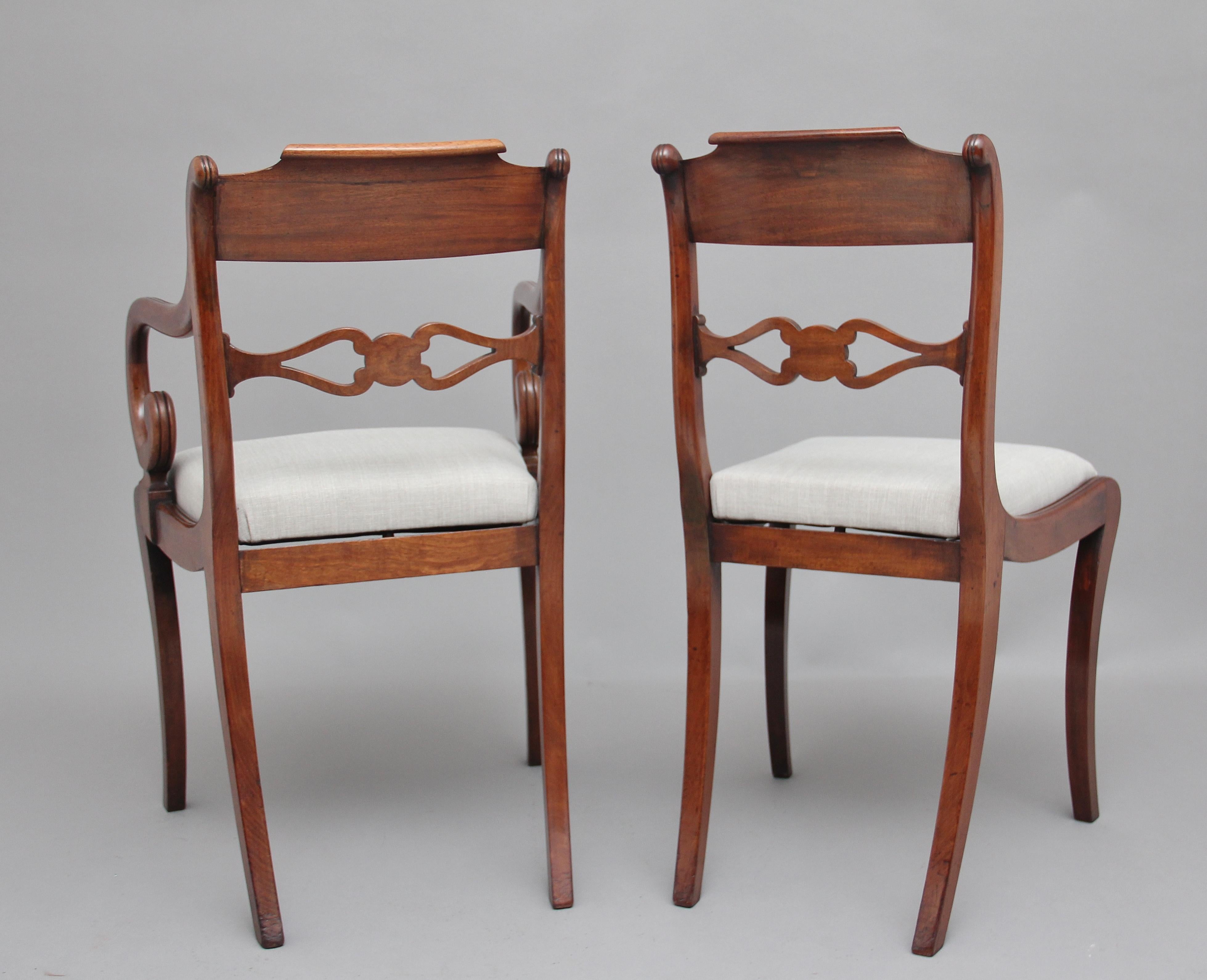 Set of Eight Regency Mahogany and Brass Inlaid Dining Chairs 1