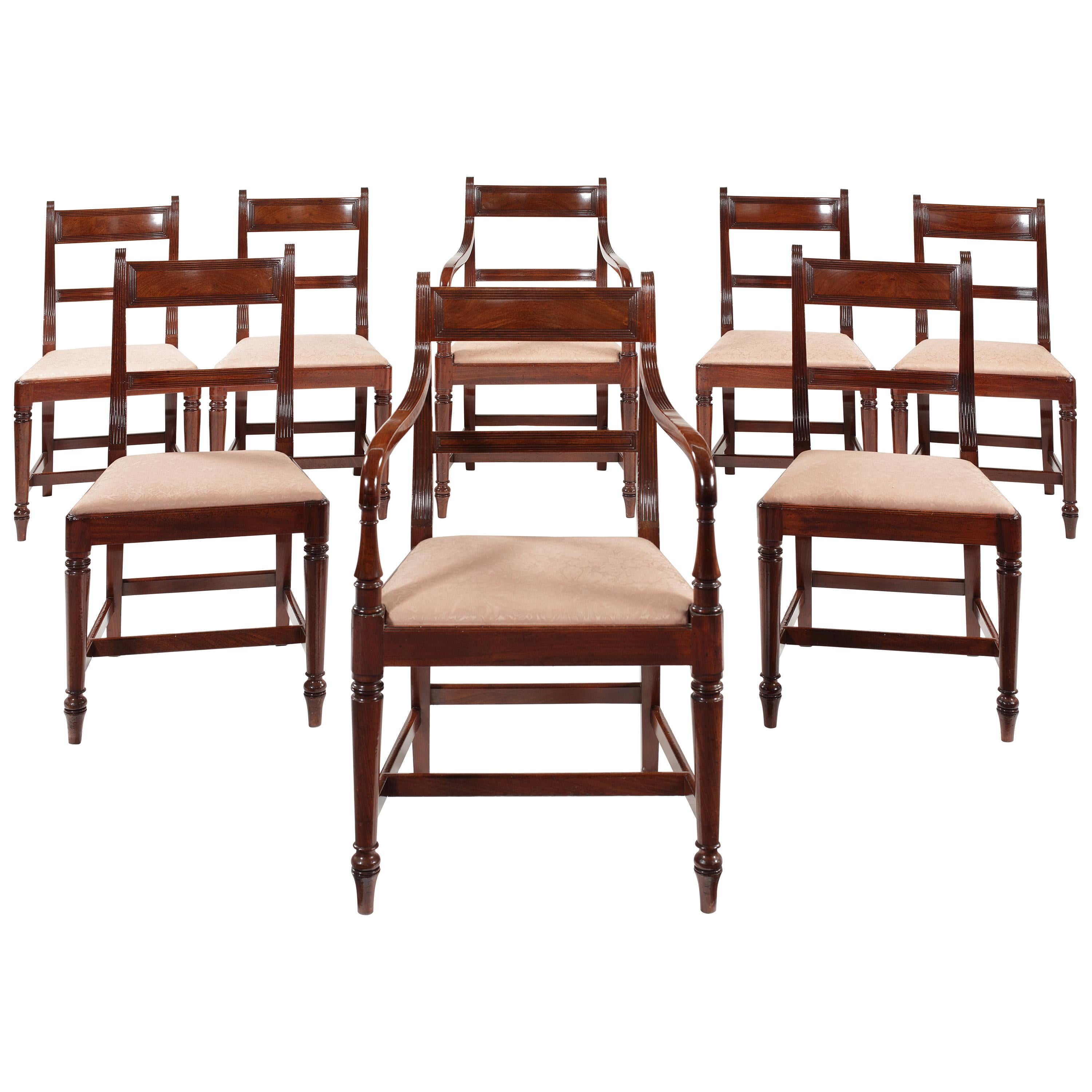 Set of Eight Regency Mahogany Dining Chairs