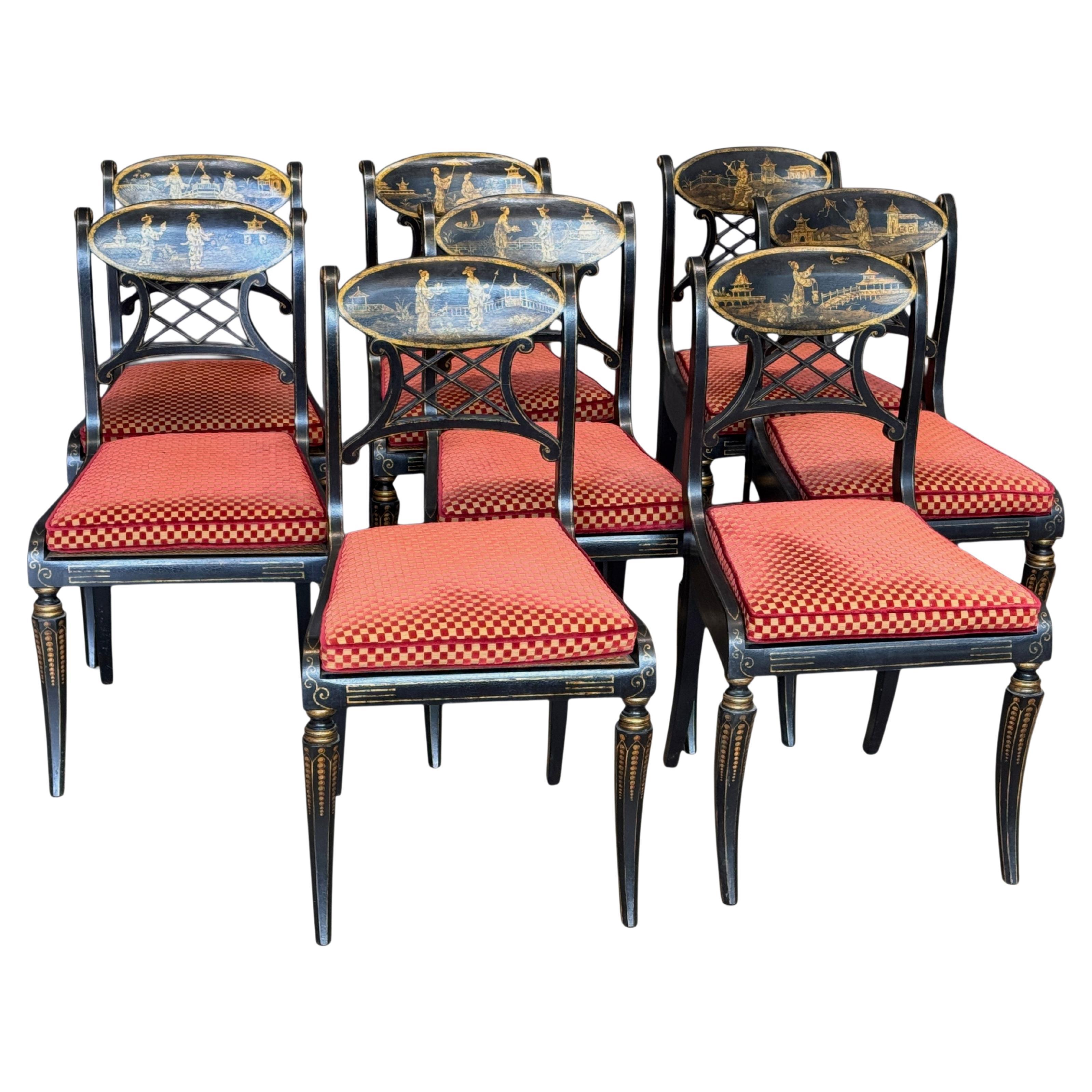 Set of Eight Regency Style Dining Chairs by John Rosselli 
Assoc. For Sale