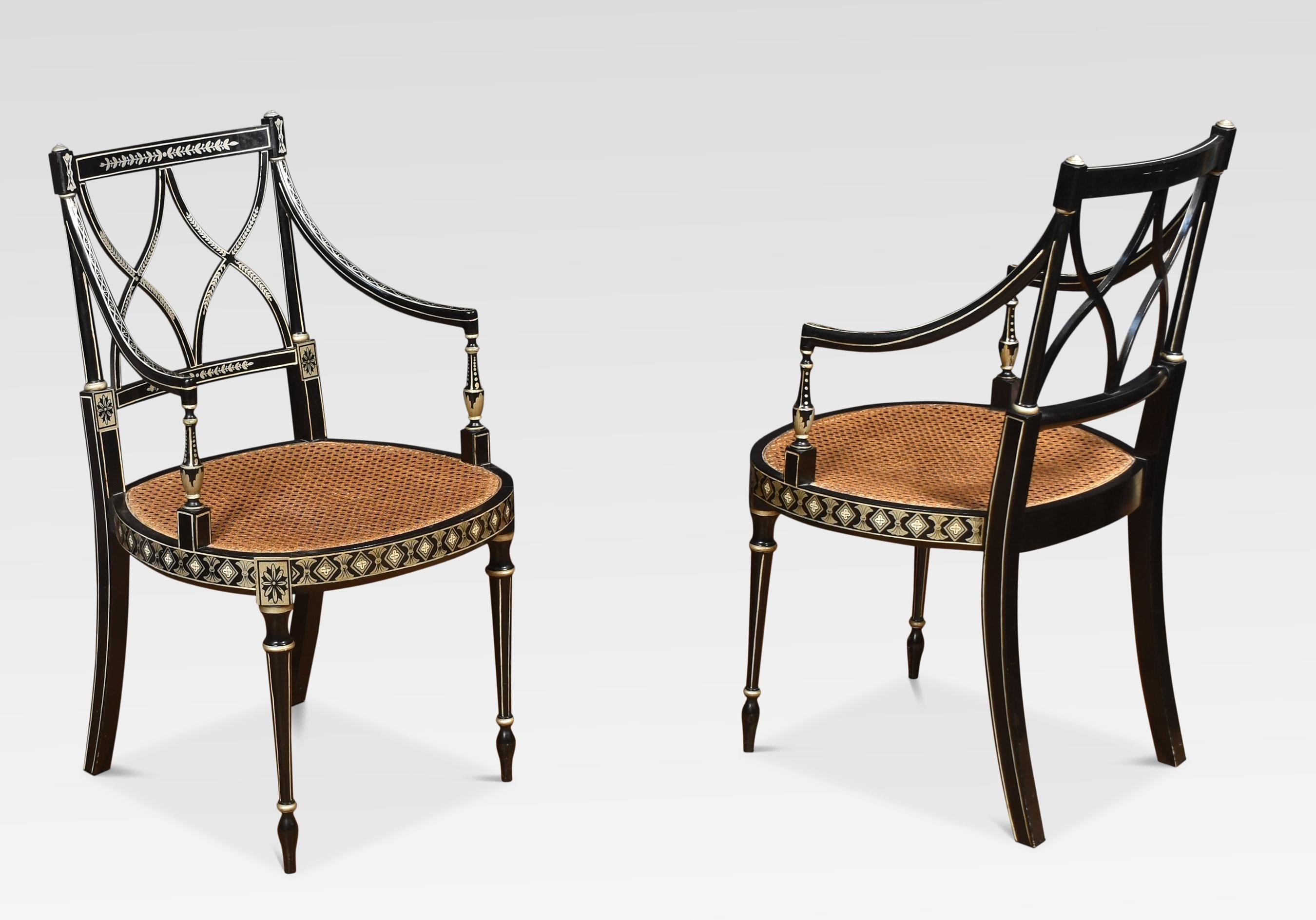 Ebony Set of Eight Regency Style Dining Chairs
