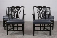 Set of Eight Regency-Style Dining Chairs with an Ebonized Finish