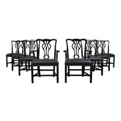 Set of Eight Regency-Style Dining Chairs with an Ebonized Finish