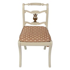 Set of Eight Regency Style Painted Dining Chairs with Harp Detail