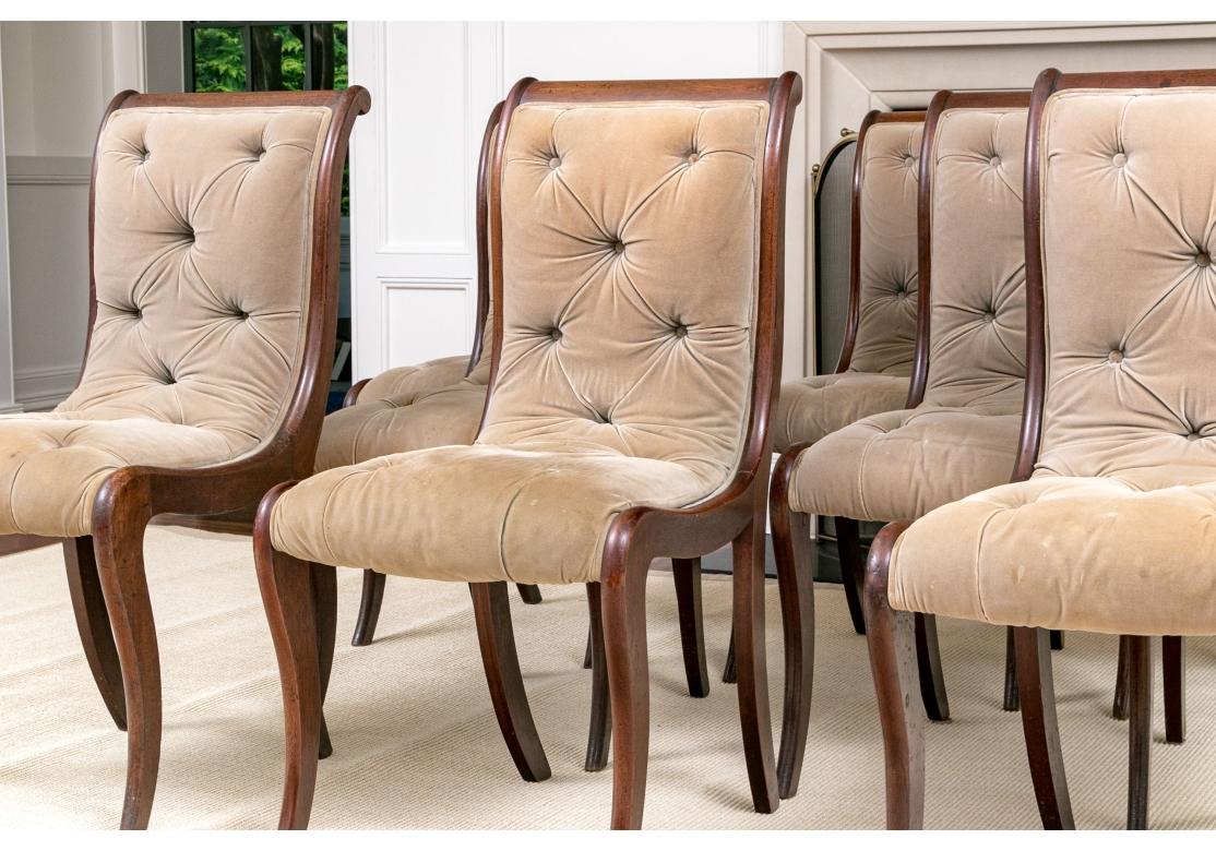 20th Century Set Of Eight Regency Style Tufted Dining Chairs For Restoration