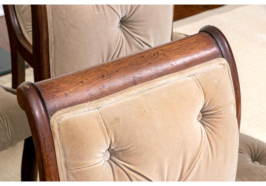 Fabric Set Of Eight Regency Style Tufted Dining Chairs For Restoration