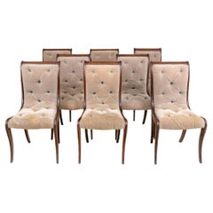 Set Of Eight Regency Style Tufted Dining Chairs For Restoration