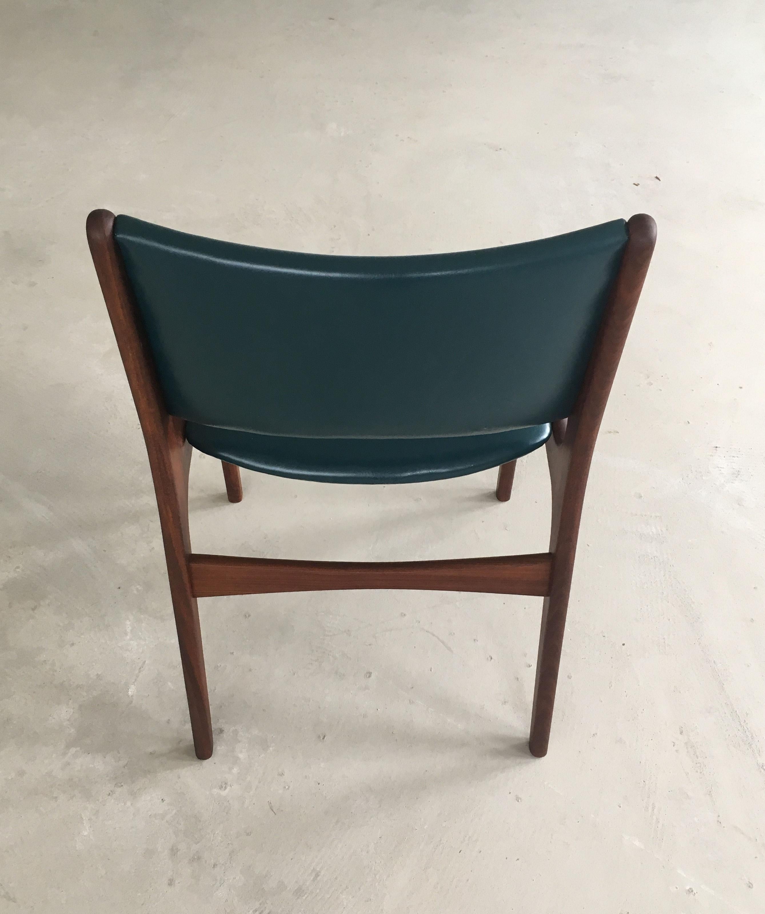 20th Century Eight Restored Erik Buch Teak Dining Chairs, Including Custom Reupholstery For Sale