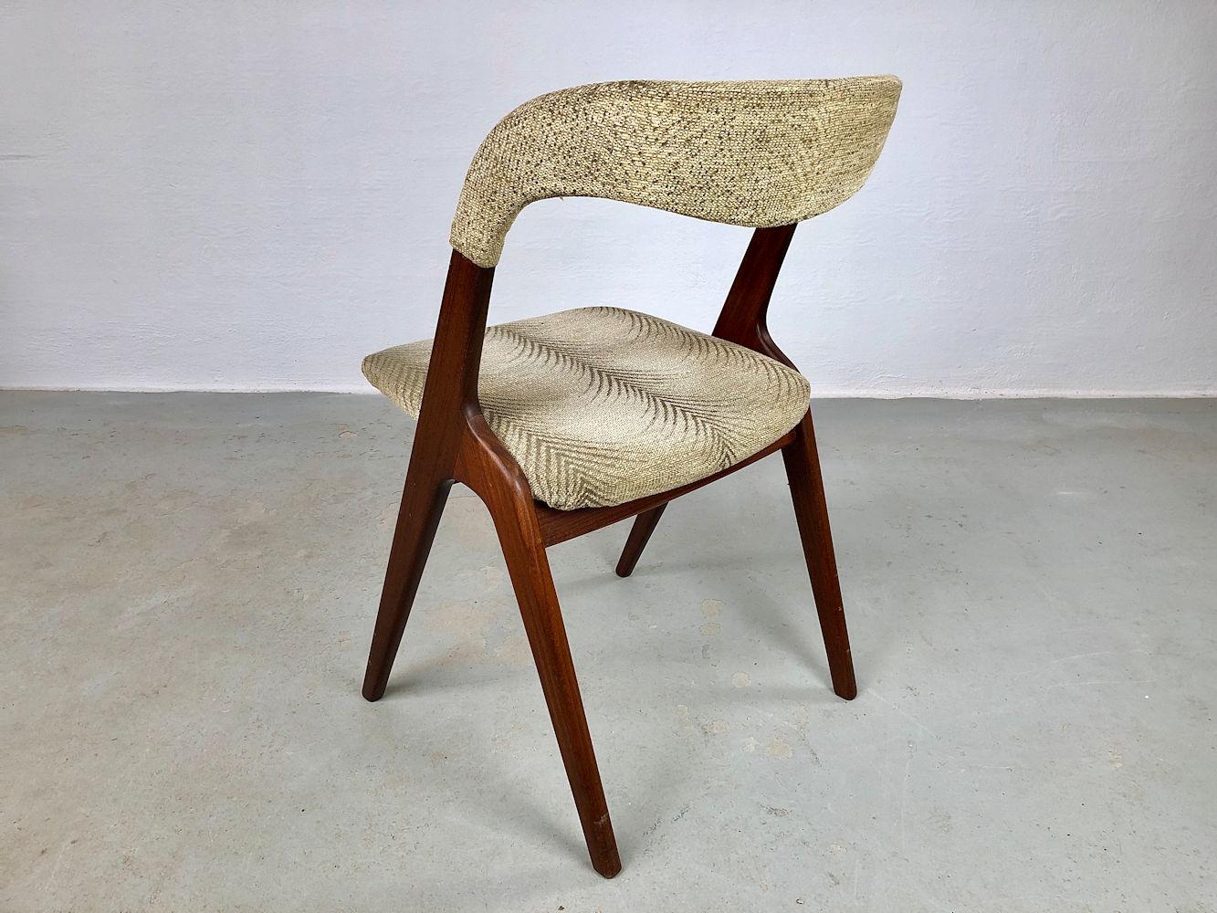 Six Restored Johannes Andersen Teak Dining Chairs Custom Reupholstery Included In Good Condition For Sale In Knebel, DK