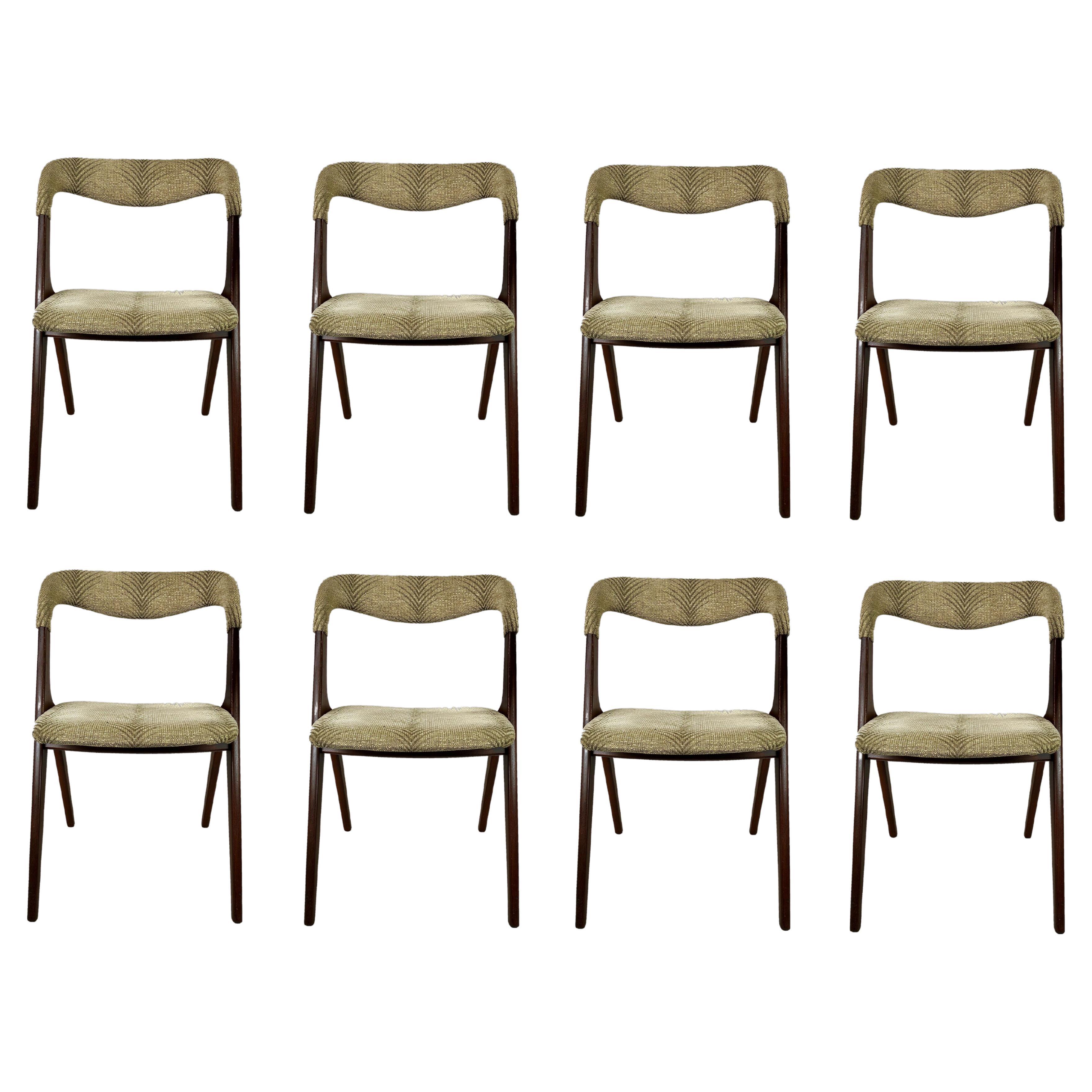 Eight Restored Johannes Andersen Teak Dining Chairs Custom Reupholstery Included For Sale