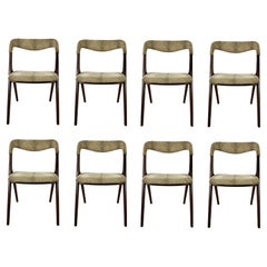 Set of Eight Restored Johannes Andersen Dining Chairs in Teak, Custom Upholstery