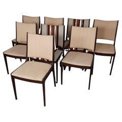 Eight Restored Johannes Andersen Mahogany Dining Chairs IncludeCustom Upholstery