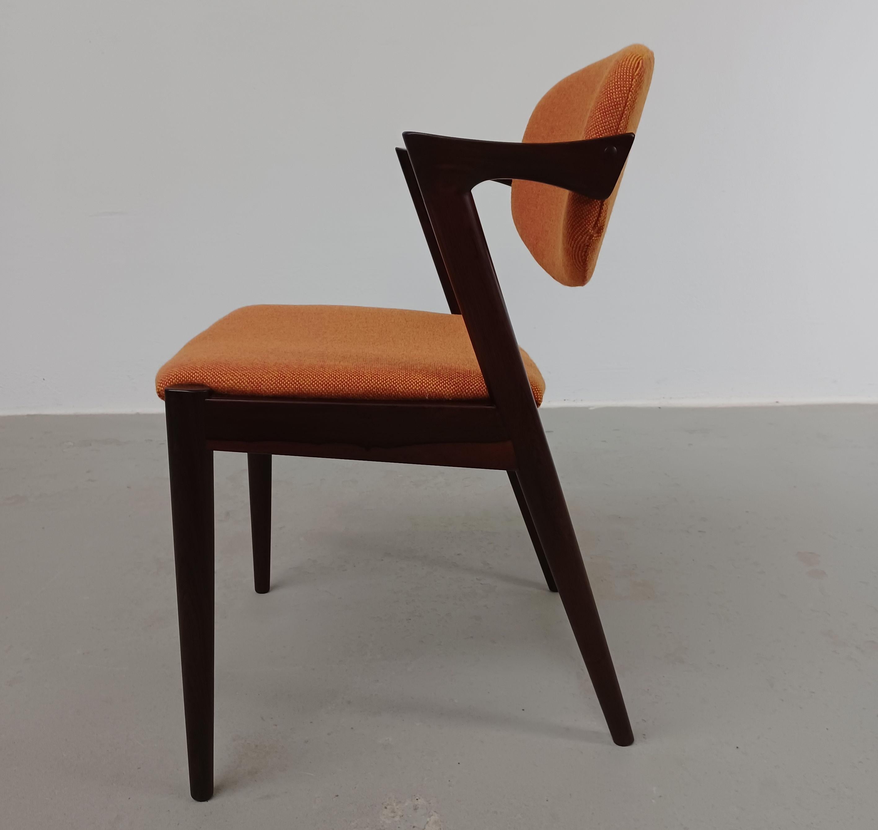 Eight Restored Kai Kristiansen Rosewood Dining Chairs Custom Upholstery Included For Sale 5