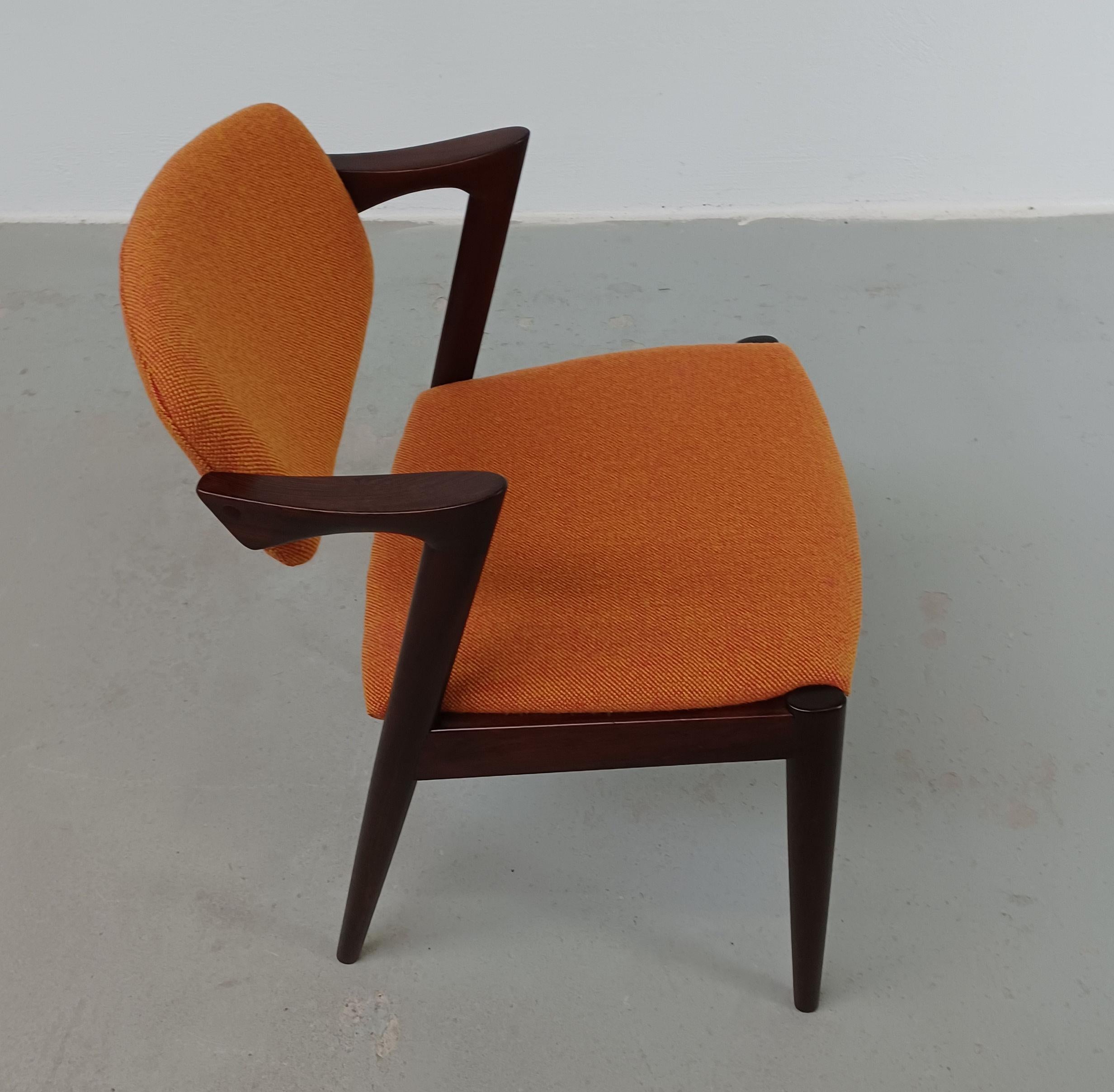 Eight Restored Kai Kristiansen Rosewood Dining Chairs Custom Upholstery Included For Sale 9