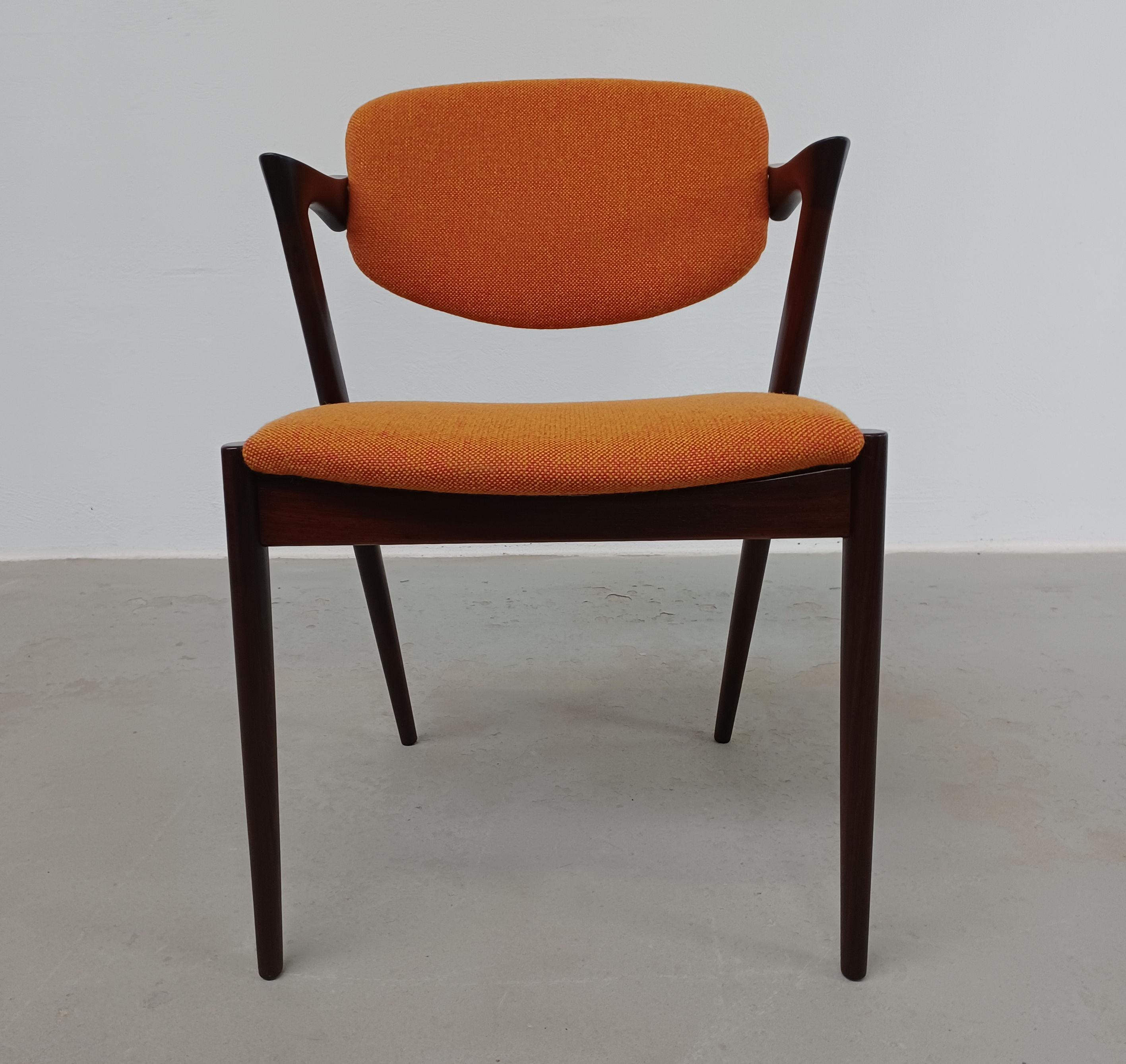 Eight Restored Kai Kristiansen Rosewood Dining Chairs Custom Upholstery Included For Sale 1
